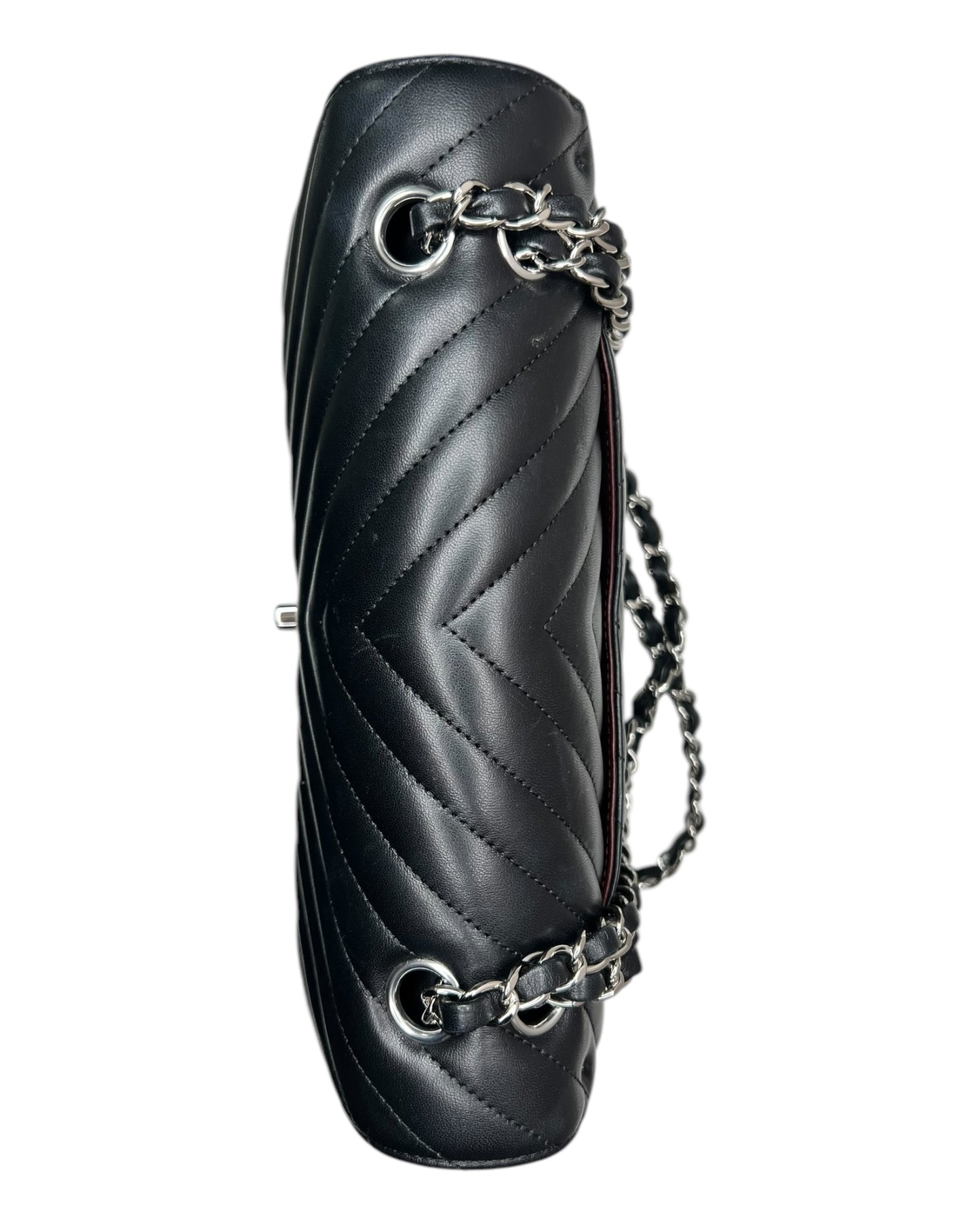 Chanel Chevron Flap Bag Medium - Black with Silver - The Luxury Savvy
