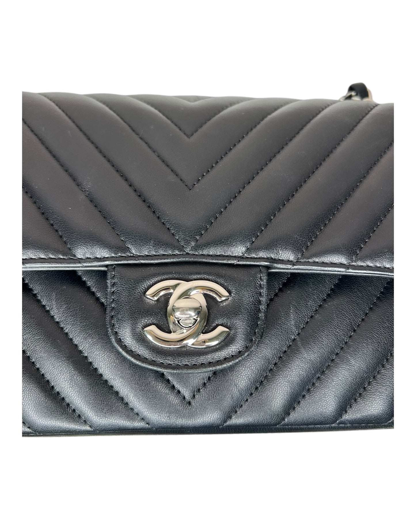Chanel Chevron Flap Bag Medium - Black with Silver - The Luxury Savvy