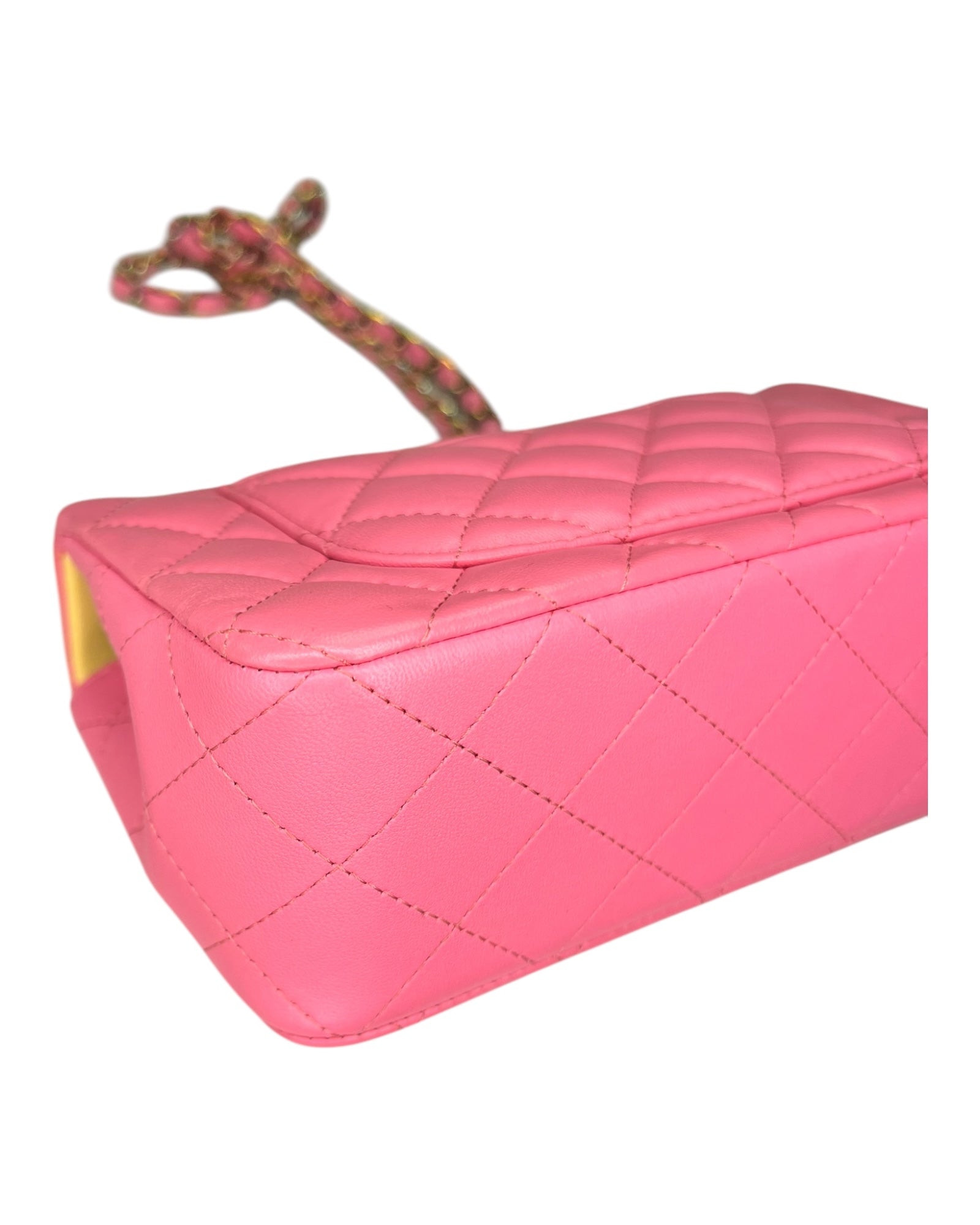 Rare Chanel Seasonal 21P Mini Flap Bag Pink - Yellow - Iridescent Hardware - The Luxury Savvy