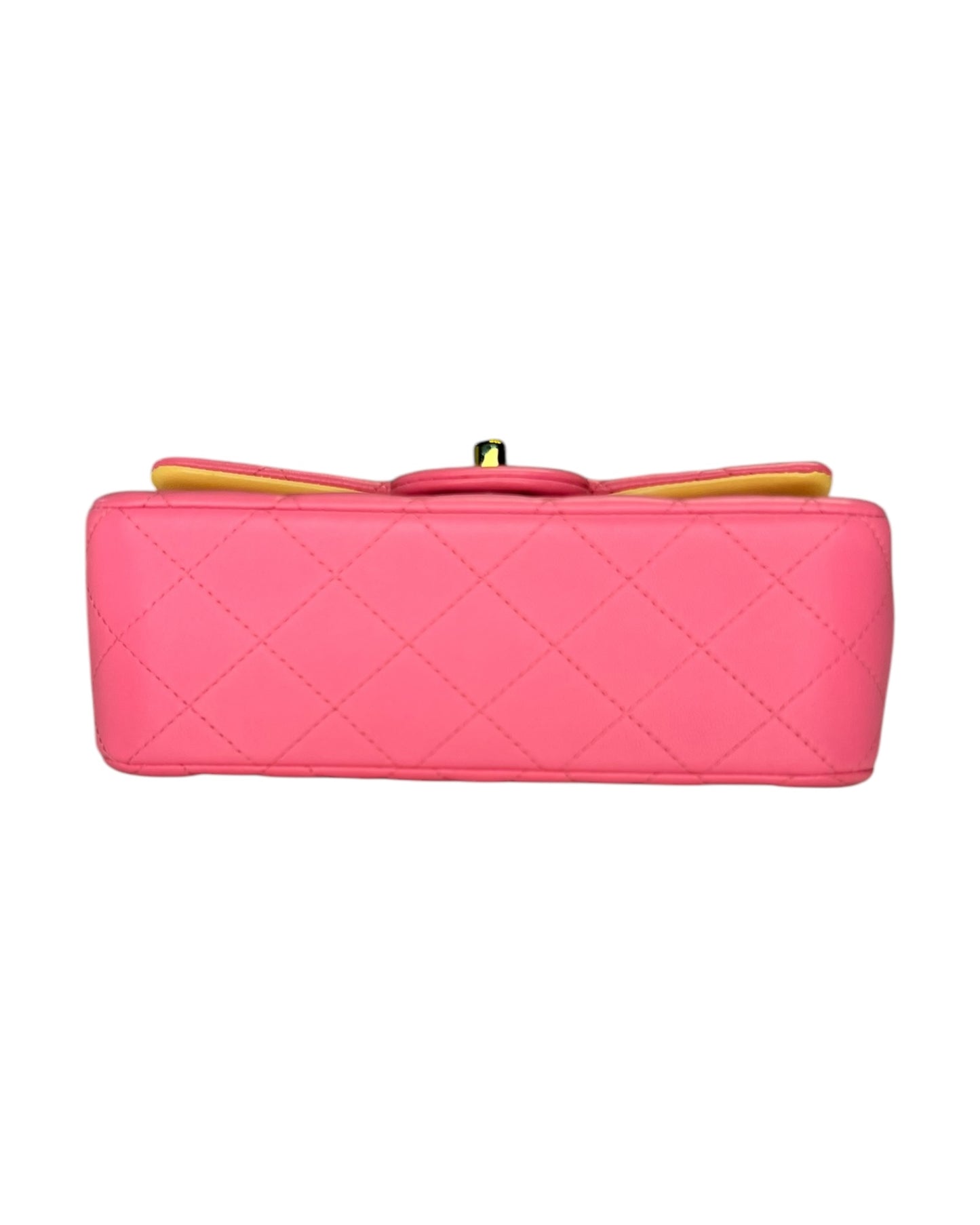 Rare Chanel Seasonal 21P Mini Flap Bag Pink - Yellow - Iridescent Hardware - The Luxury Savvy