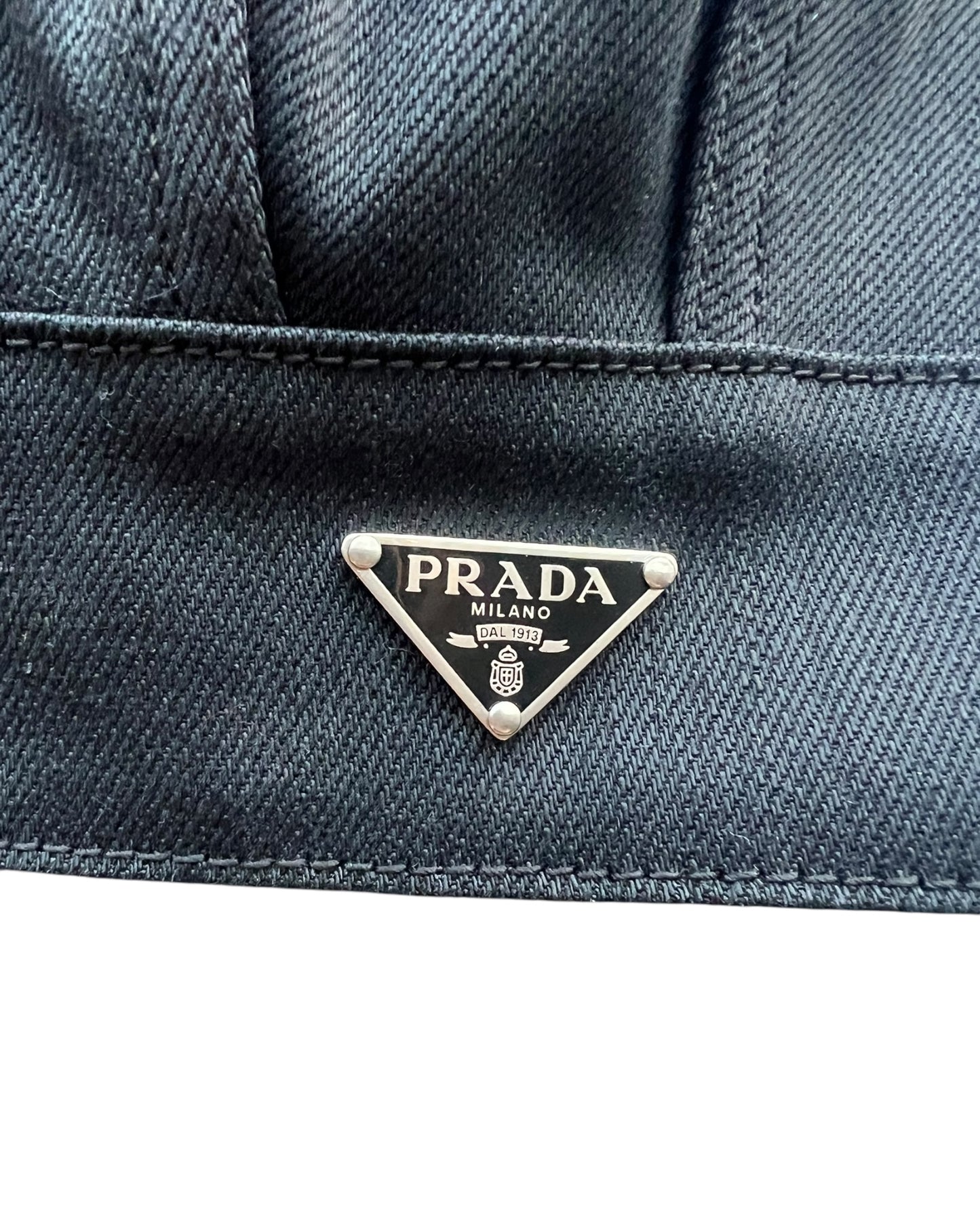 Prada Logo Cropped Denim Vest - The Luxury Savvy