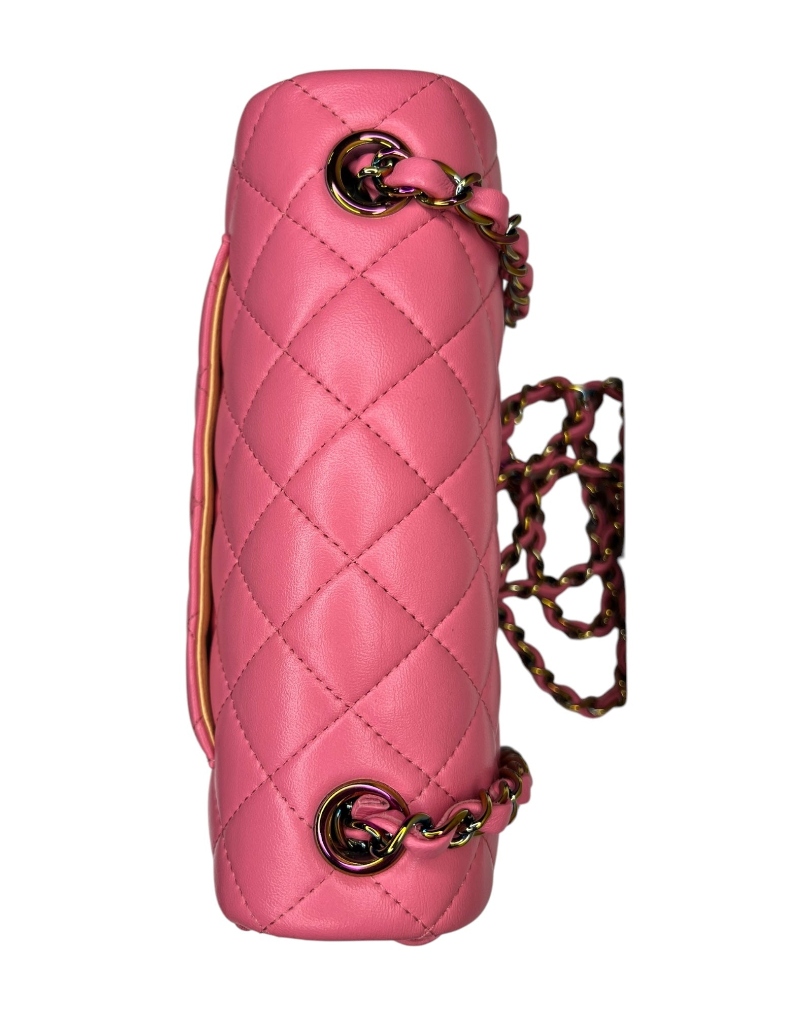 Rare Chanel Seasonal 21P Mini Flap Bag Pink - Yellow - Iridescent Hardware - The Luxury Savvy