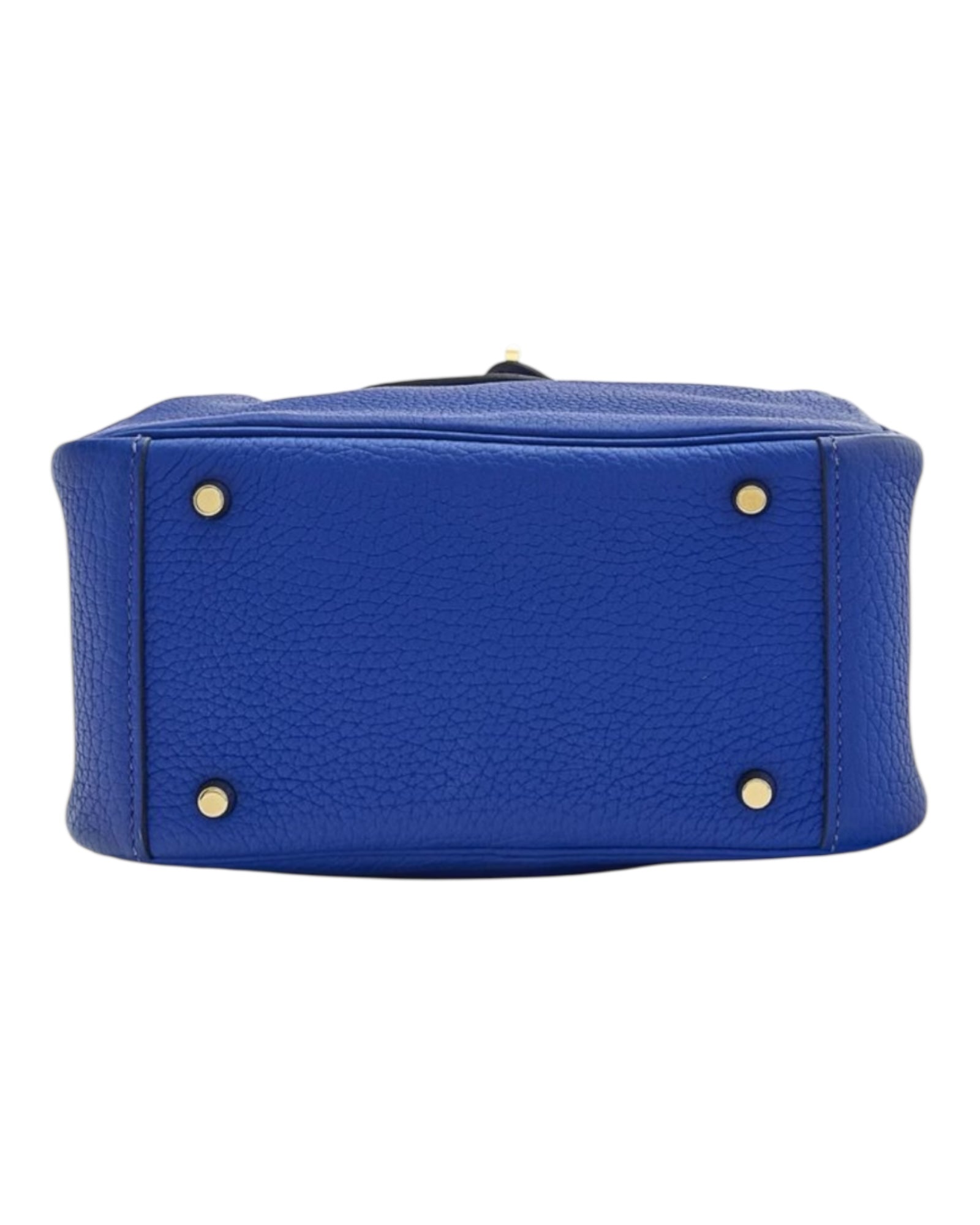 Hermès Lindy Mini 19 – Bleu Royal Clemence with Maxi Quadrille Strap (2022 Limited Edition) | Excellent Condition - The Luxury Savvy