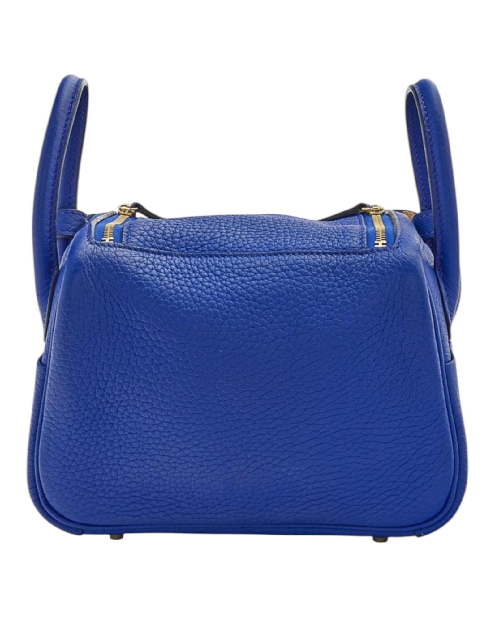 Hermès Lindy Mini 19 – Bleu Royal Clemence with Maxi Quadrille Strap (2022 Limited Edition) | Excellent Condition - The Luxury Savvy