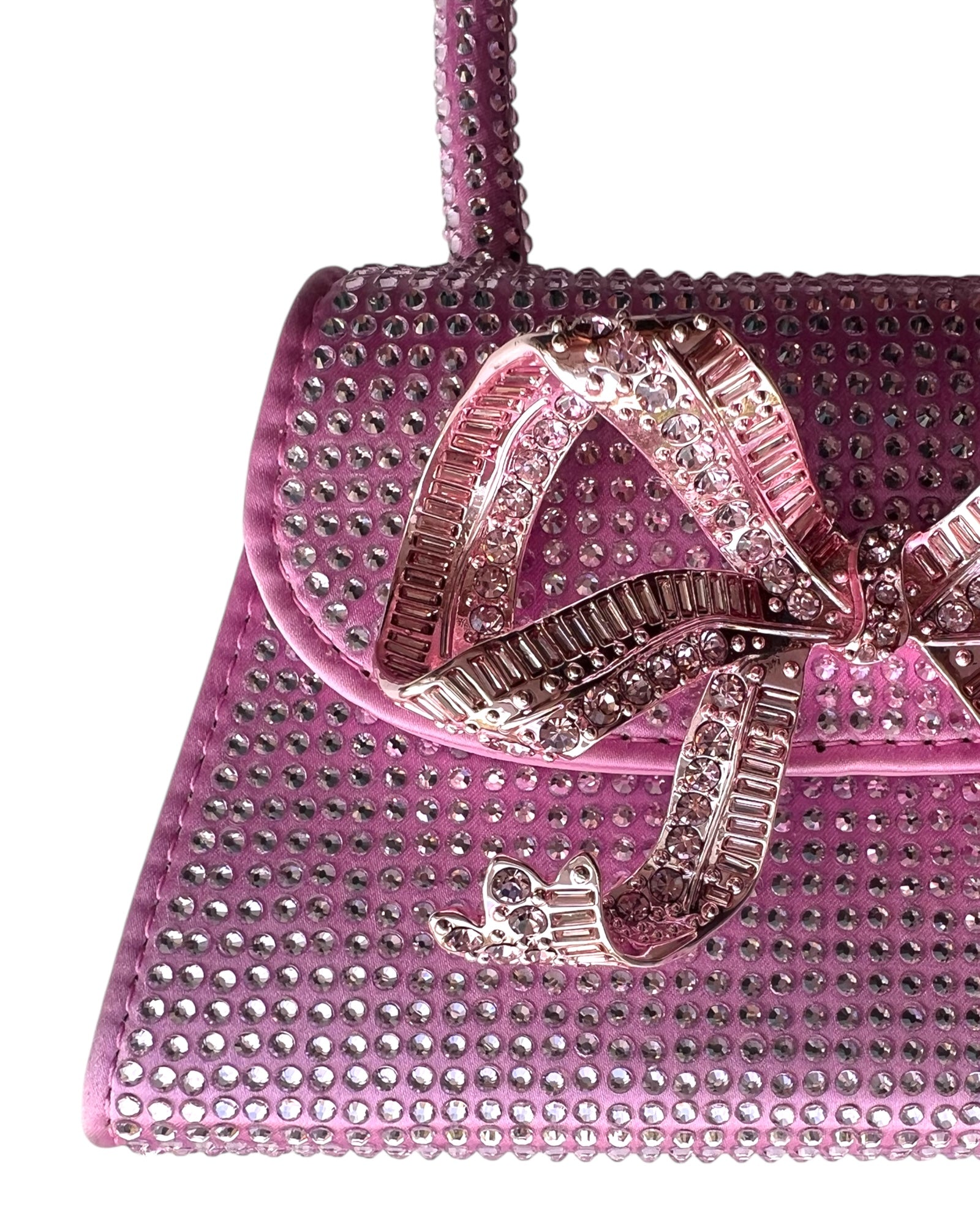 Self-Portrait Micro Bag – Rose Pink Satin with Rhinestone Bow - The Luxury Savvy