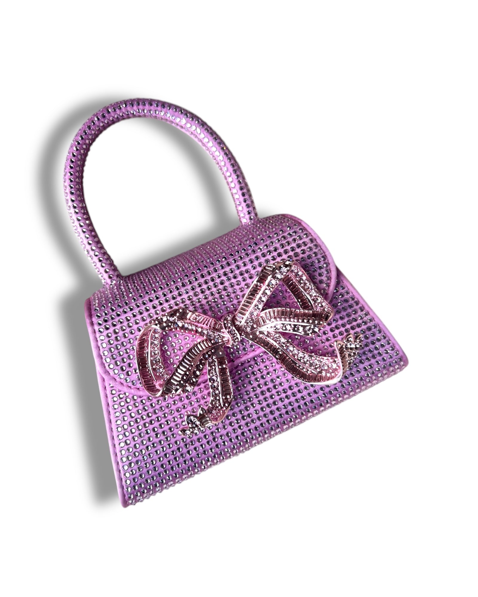 Self-Portrait Micro Bag – Rose Pink Satin with Rhinestone Bow - The Luxury Savvy
