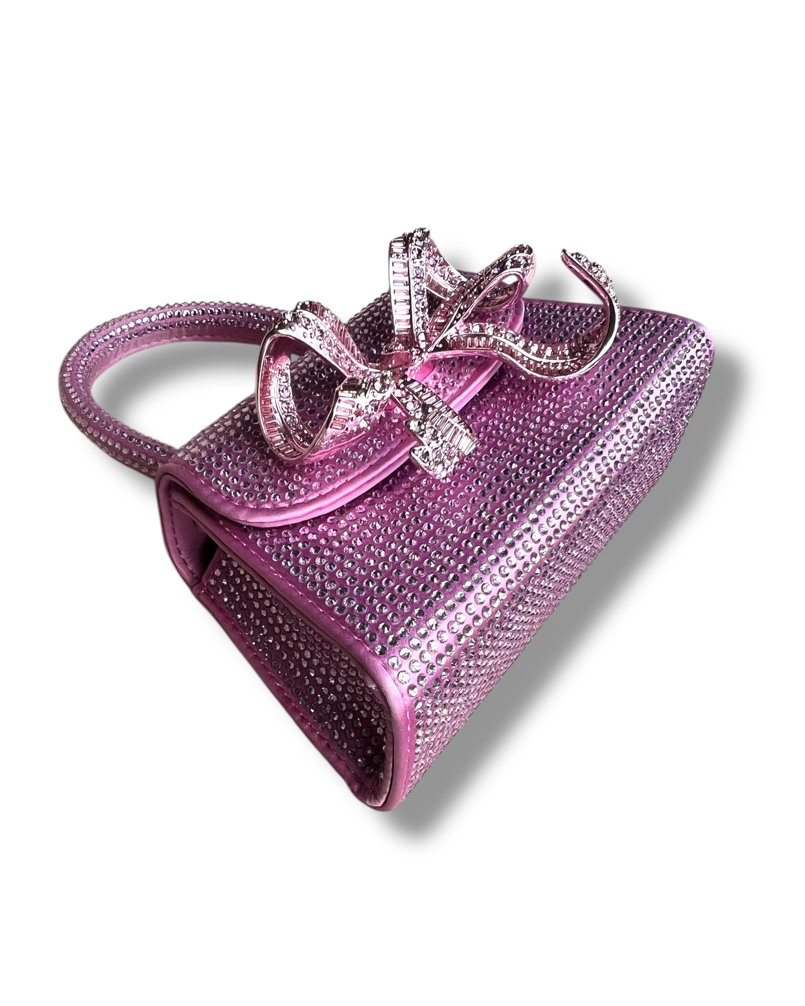 Self-Portrait Micro Bag – Rose Pink Satin with Rhinestone Bow - The Luxury Savvy