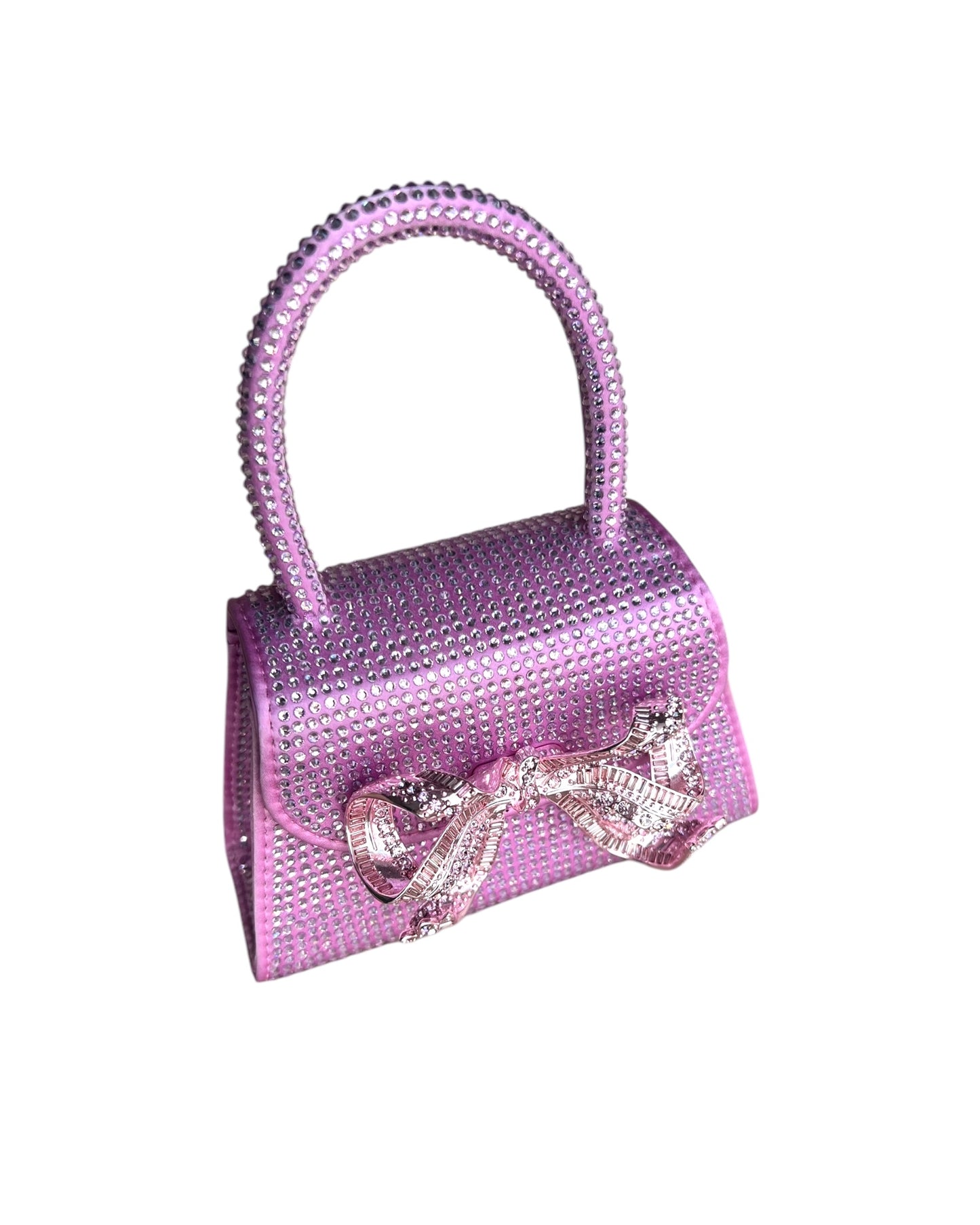 Self-Portrait Micro Bag – Rose Pink Satin with Rhinestone Bow - The Luxury Savvy