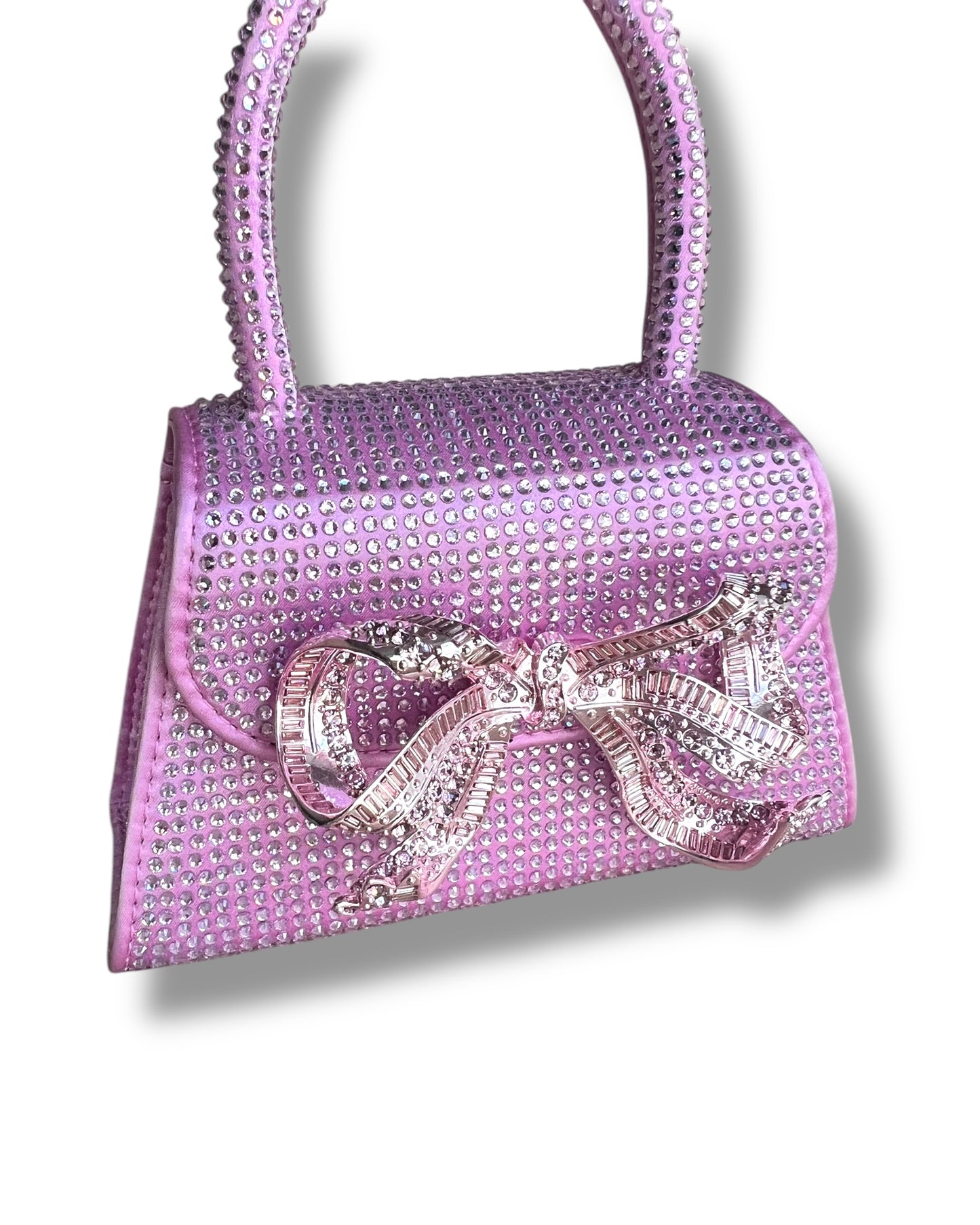 Self-Portrait Micro Bag – Rose Pink Satin with Rhinestone Bow - The Luxury Savvy