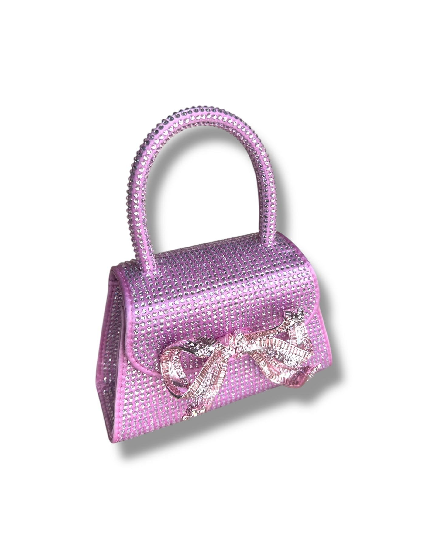 Self-Portrait Micro Bag – Rose Pink Satin with Rhinestone Bow - The Luxury Savvy