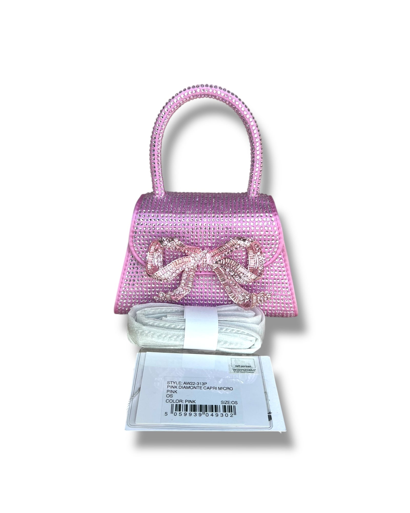 Self-Portrait Micro Bag – Rose Pink Satin with Rhinestone Bow - The Luxury Savvy