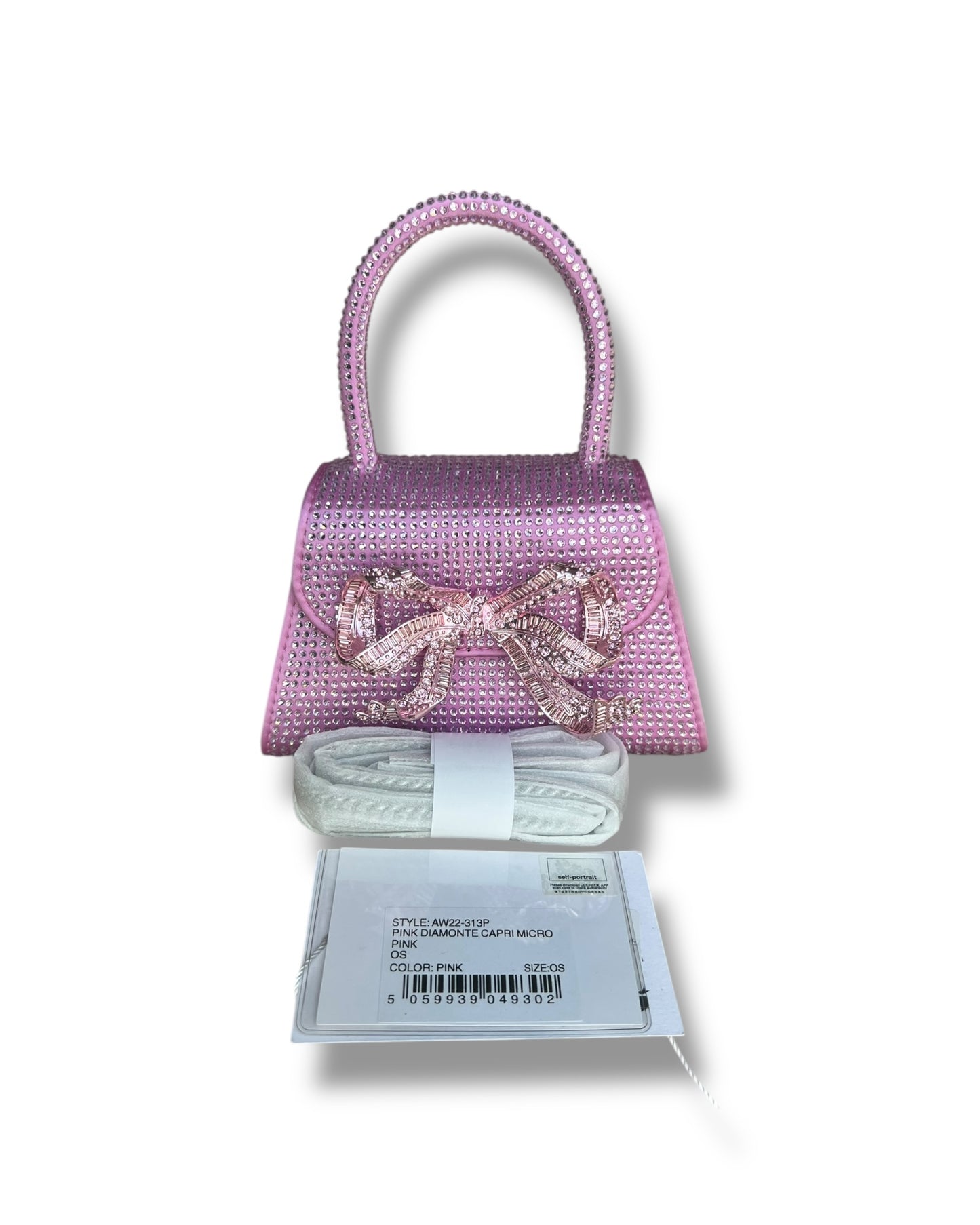 Self-Portrait Micro Bag – Rose Pink Satin with Rhinestone Bow - The Luxury Savvy