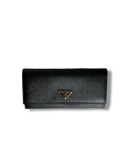 Prada Saffiano Leather Continental Wallet – Black - The Luxury Savvy