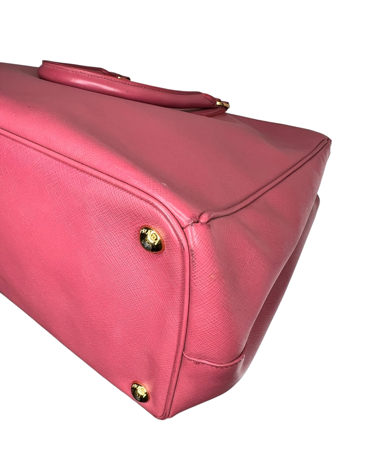 Prada Galleria Large Double Zip Tote Bag – Pink Saffiano Leather - The Luxury Savvy