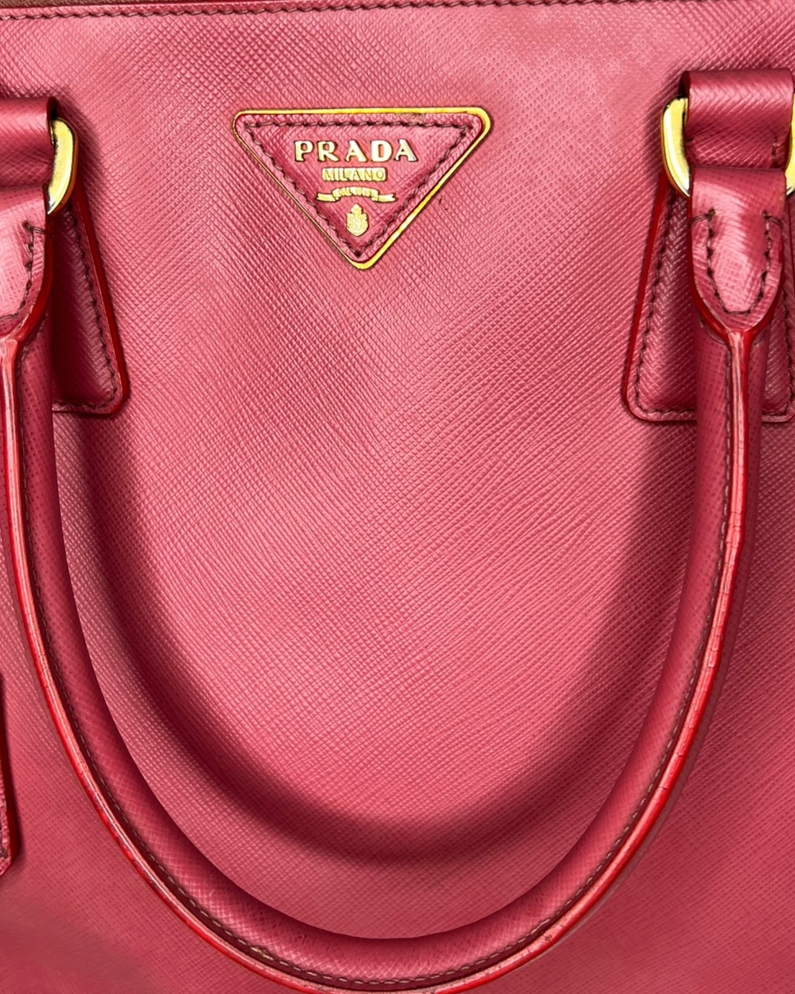 Prada Galleria Large Double Zip Tote Bag – Pink Saffiano Leather - The Luxury Savvy
