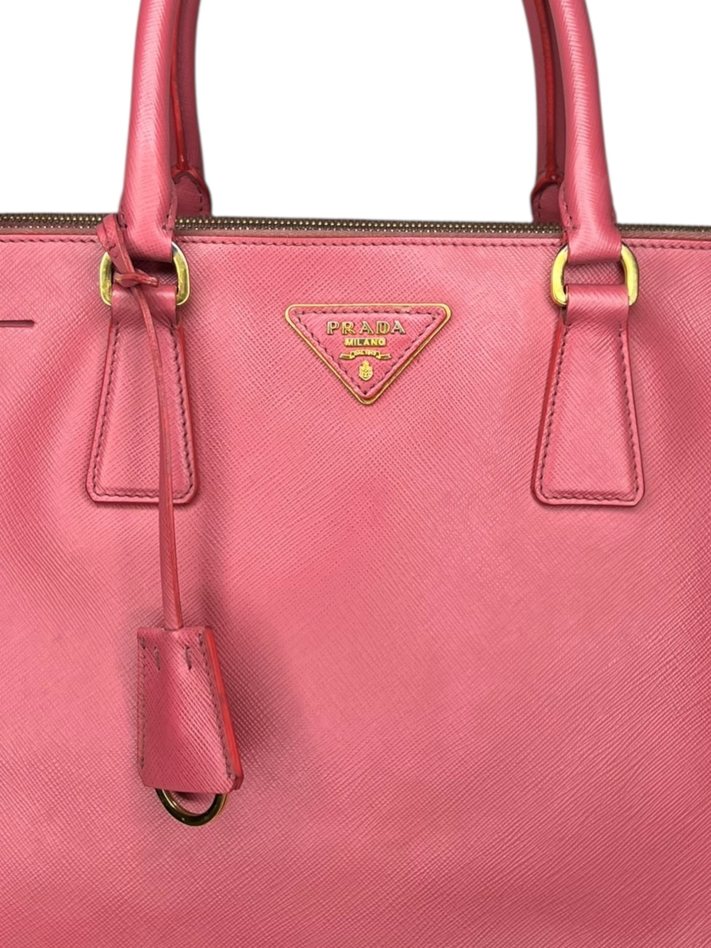 Prada Galleria Large Double Zip Tote Bag – Pink Saffiano Leather - The Luxury Savvy
