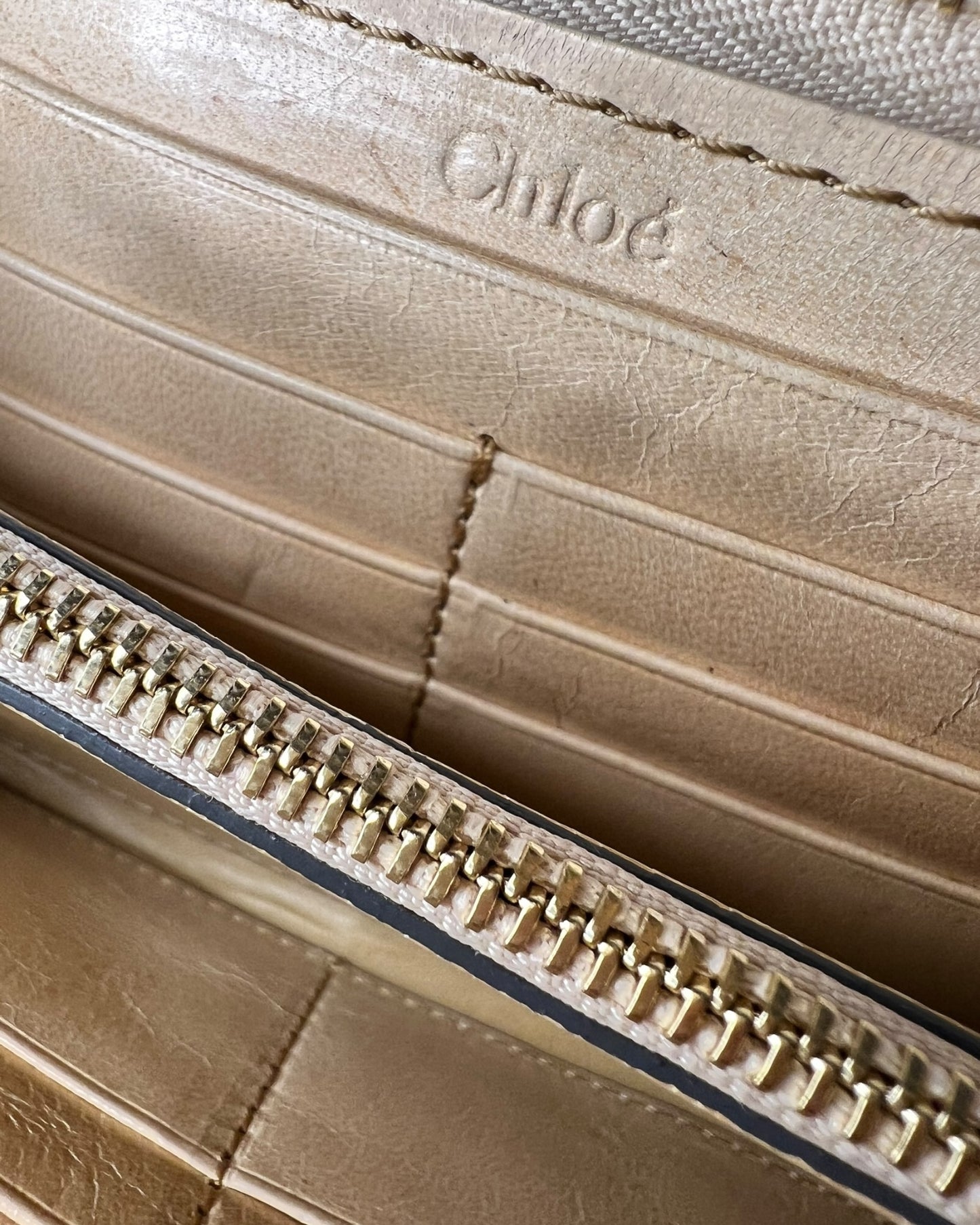 Chloé Continental Wallet – Beige Leather