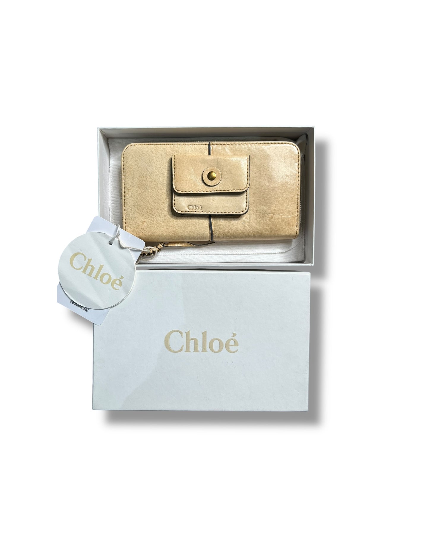 Chloé Continental Wallet – Beige Leather