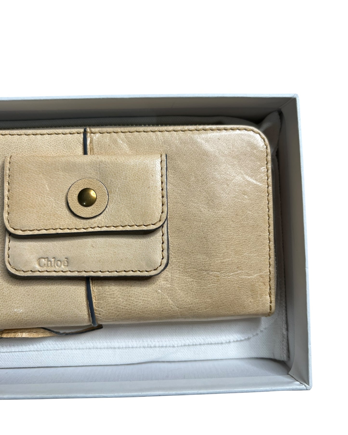 Chloé Continental Wallet – Beige Leather