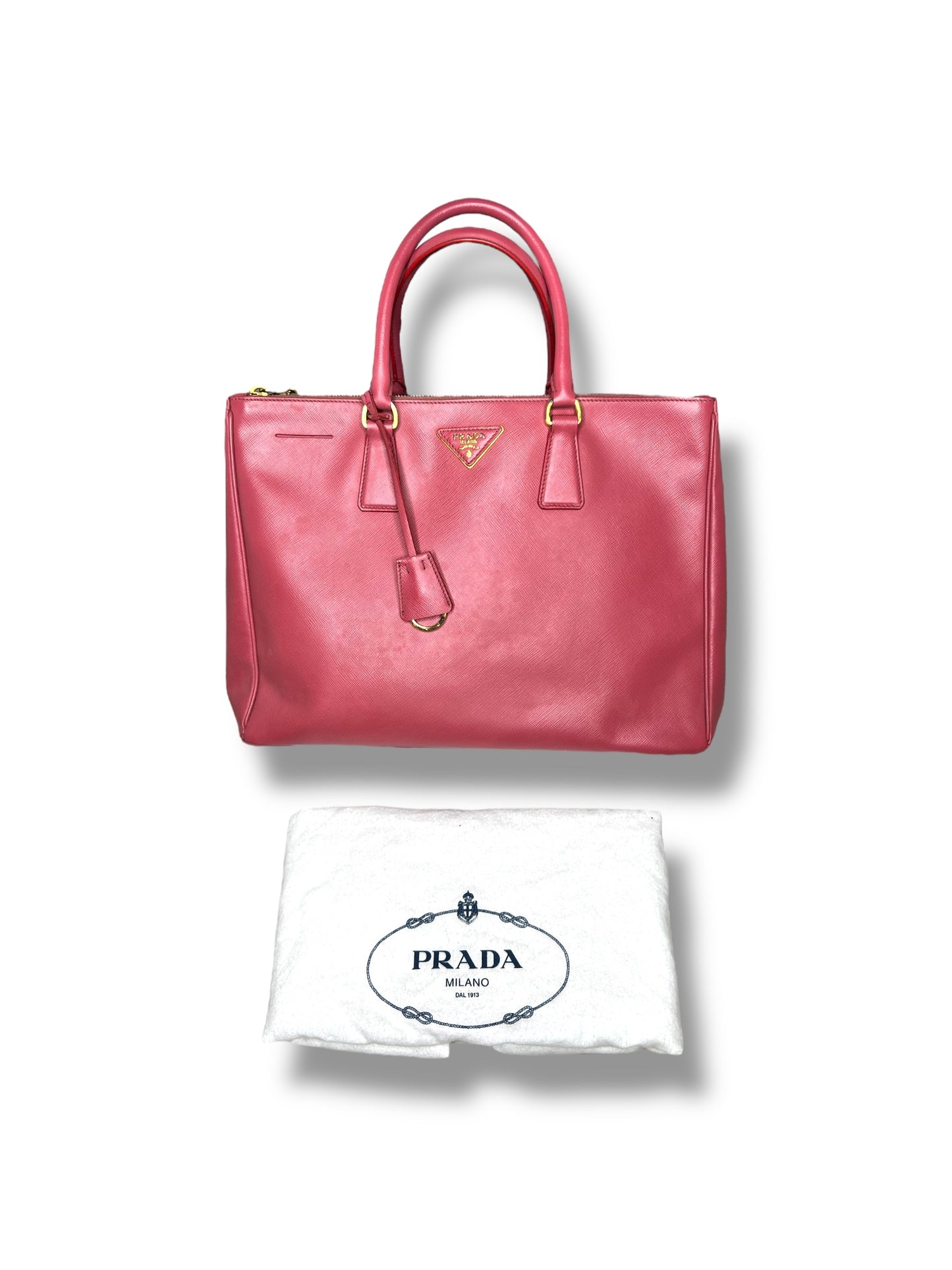 Prada Galleria Large Double Zip Tote Bag – Pink Saffiano Leather - The Luxury Savvy