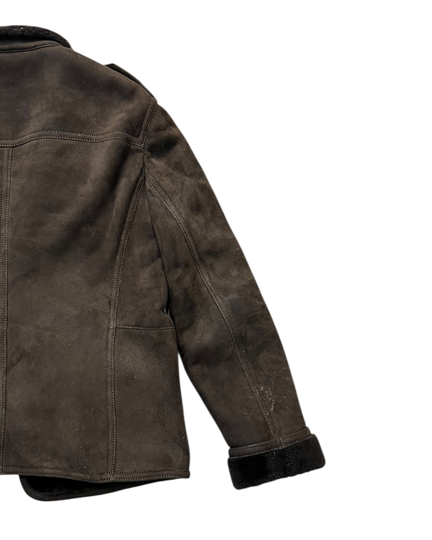 Gucci Men’s Shearling-Lined Suede Jacket – Brown (Size 52, Made in Italy)