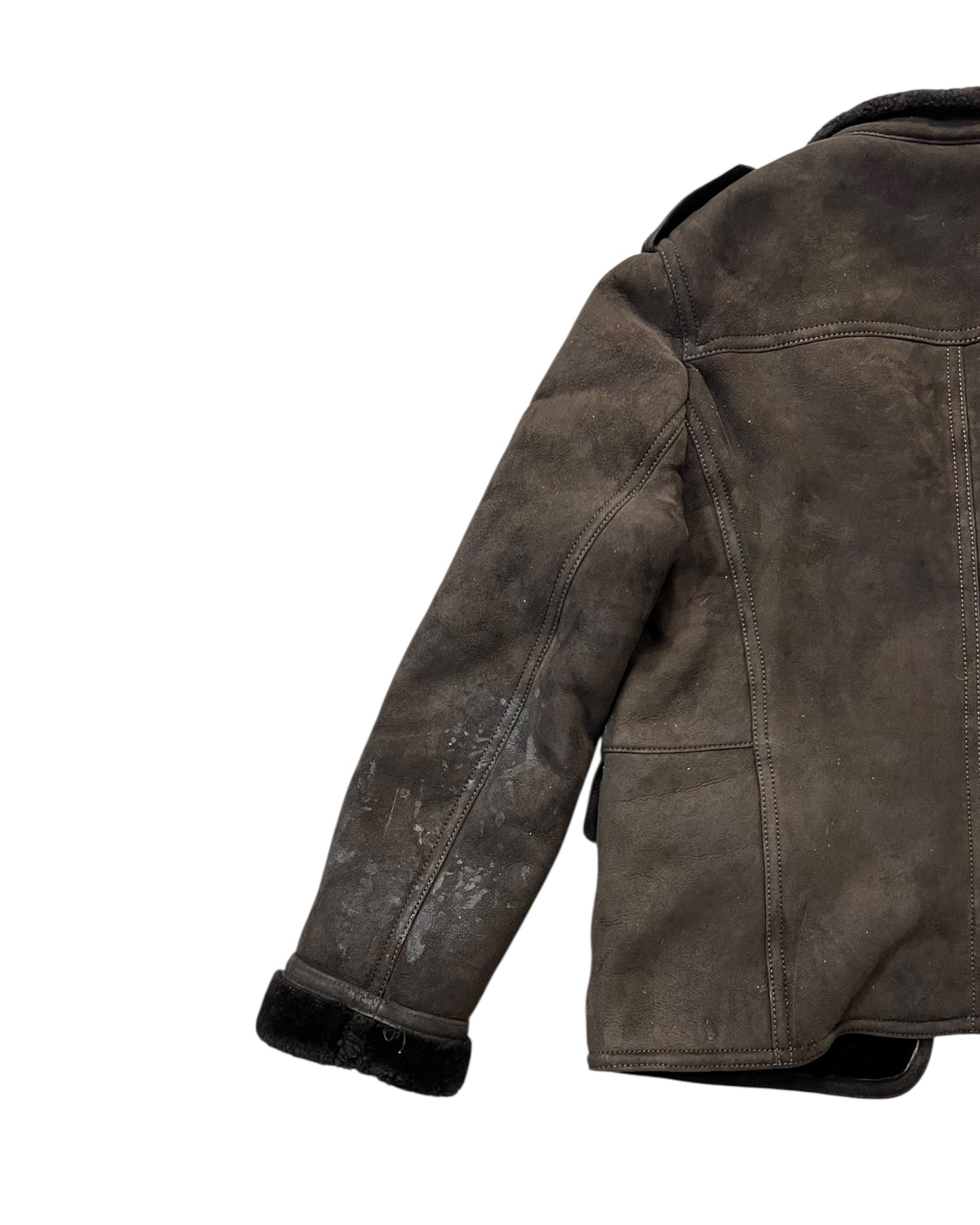 Gucci Men’s Shearling-Lined Suede Jacket – Brown (Size 52, Made in Italy)