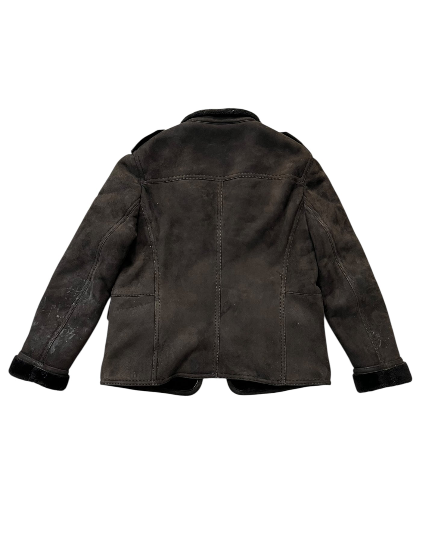 Gucci Men’s Shearling-Lined Suede Jacket – Brown (Size 52, Made in Italy)