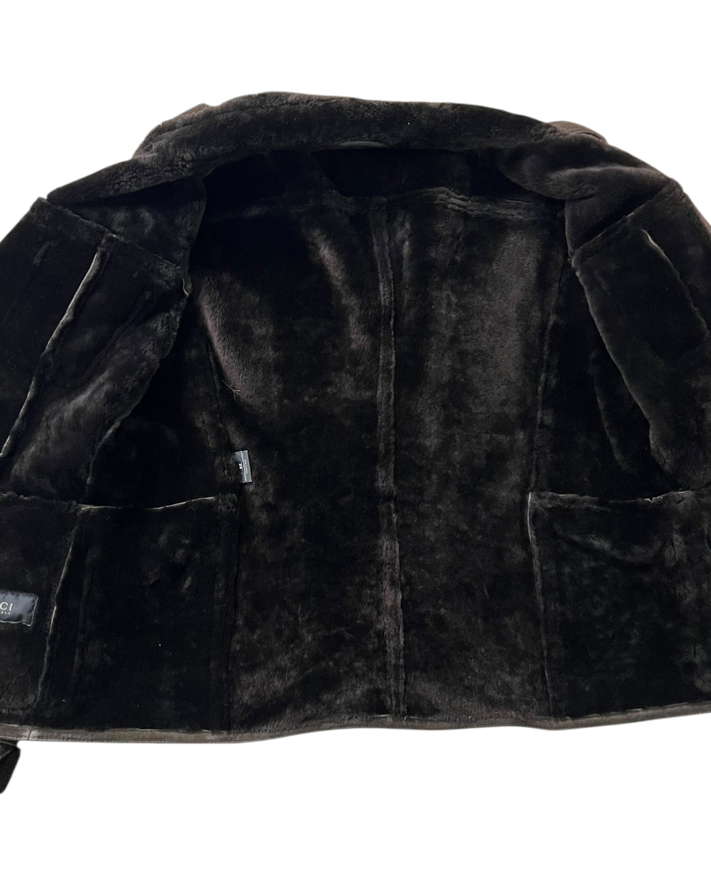 Gucci Men’s Shearling-Lined Suede Jacket – Brown (Size 52, Made in Italy)