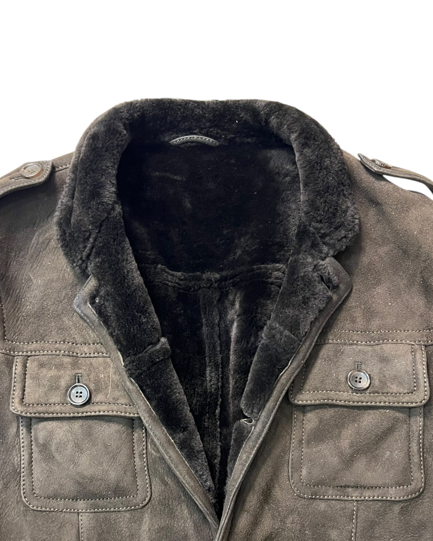 Gucci Men’s Shearling-Lined Suede Jacket – Brown (Size 52, Made in Italy)