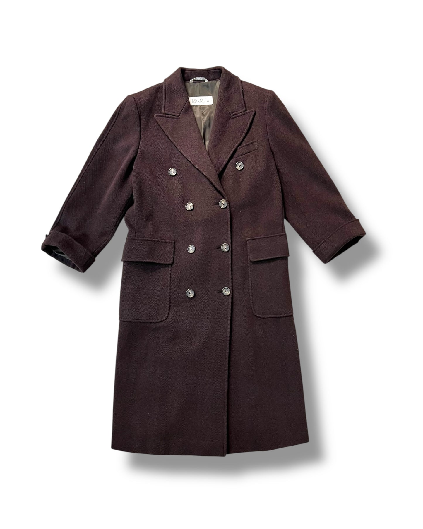 Max Mara Brown Virgin Wool Coat – Double-Breasted EU 34 - UK 6
