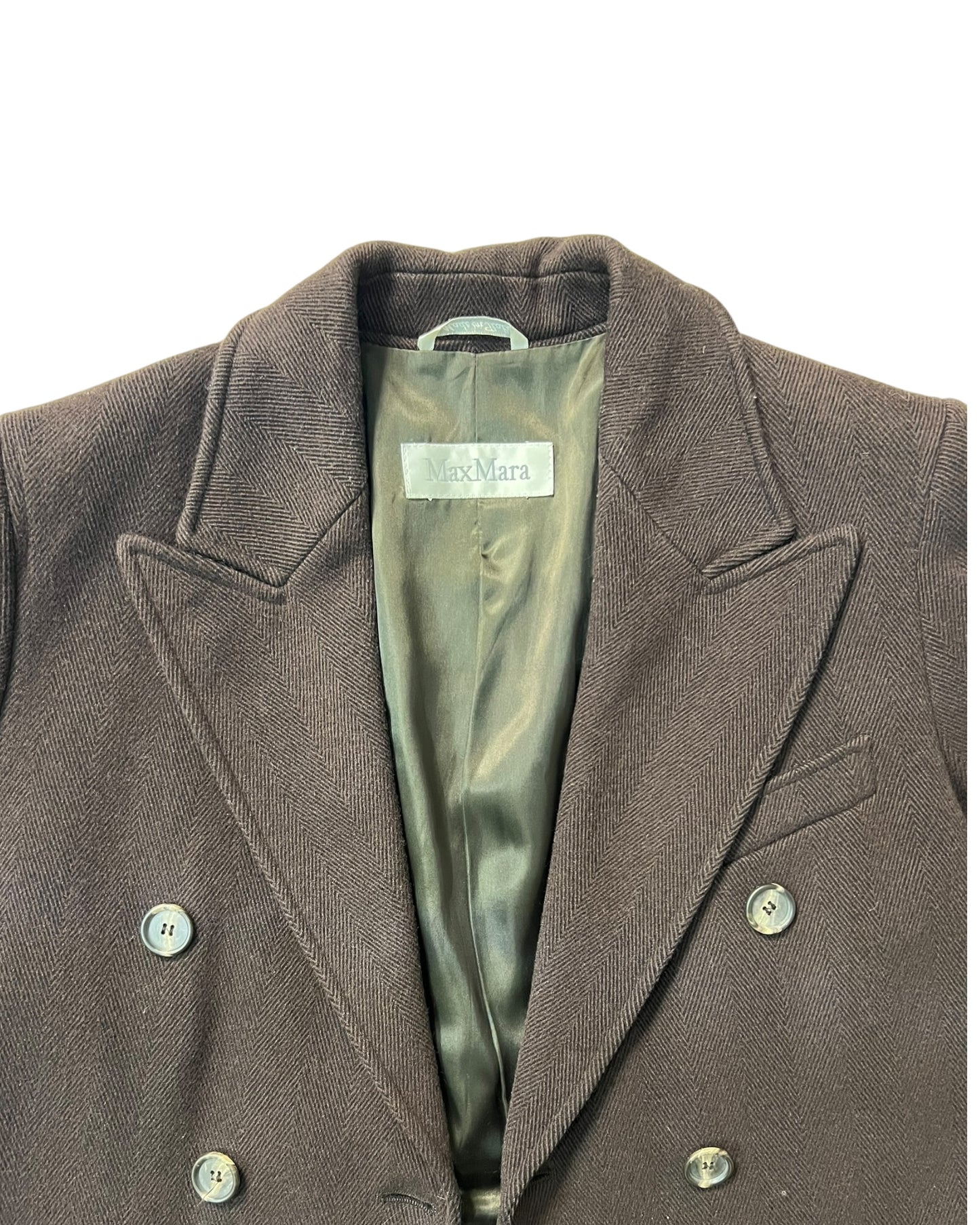 Max Mara Brown Virgin Wool Coat – Double-Breasted EU 34 - UK 6