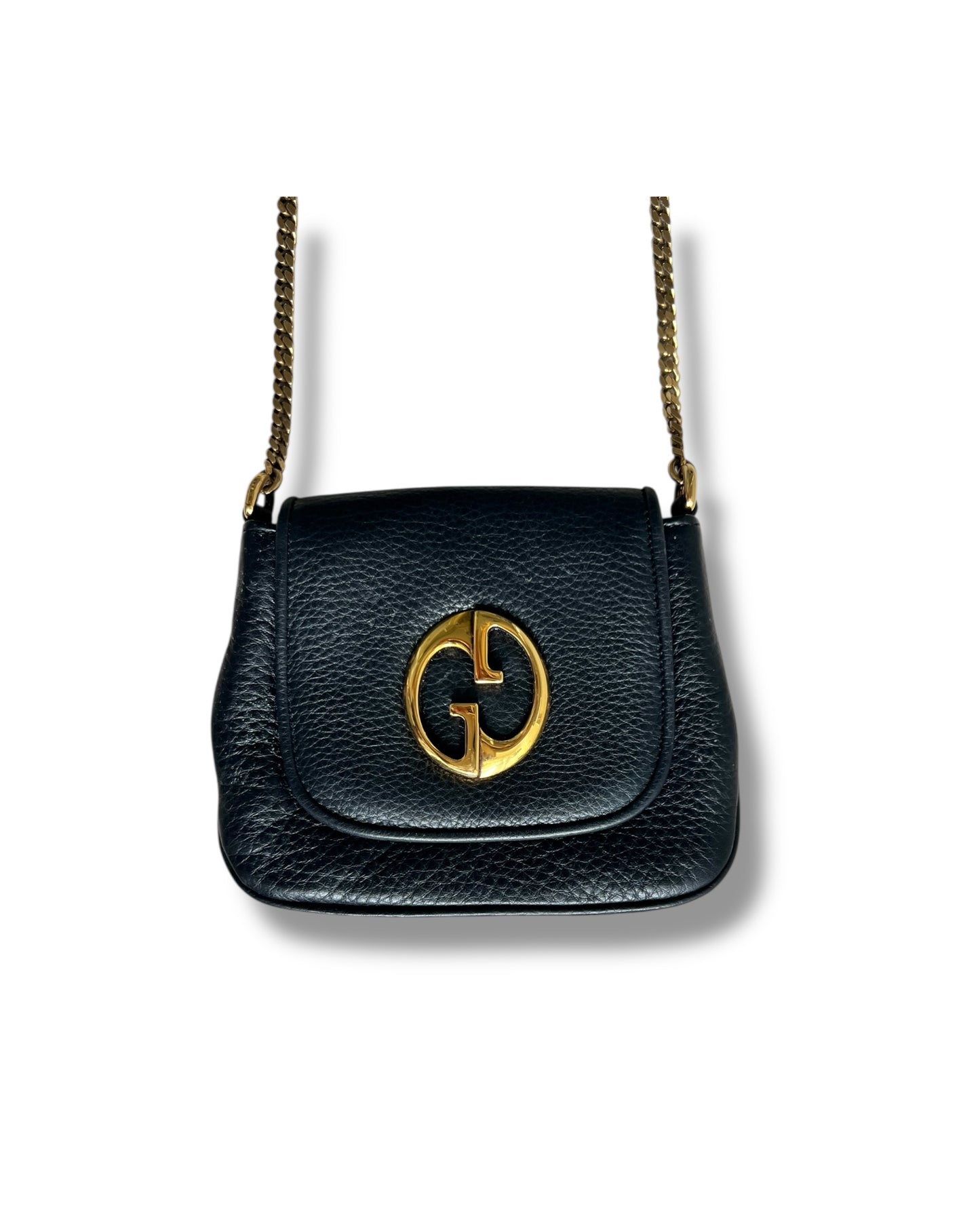 Gucci 1973 Leather Crossbody Bag – Black with Gold Hardware