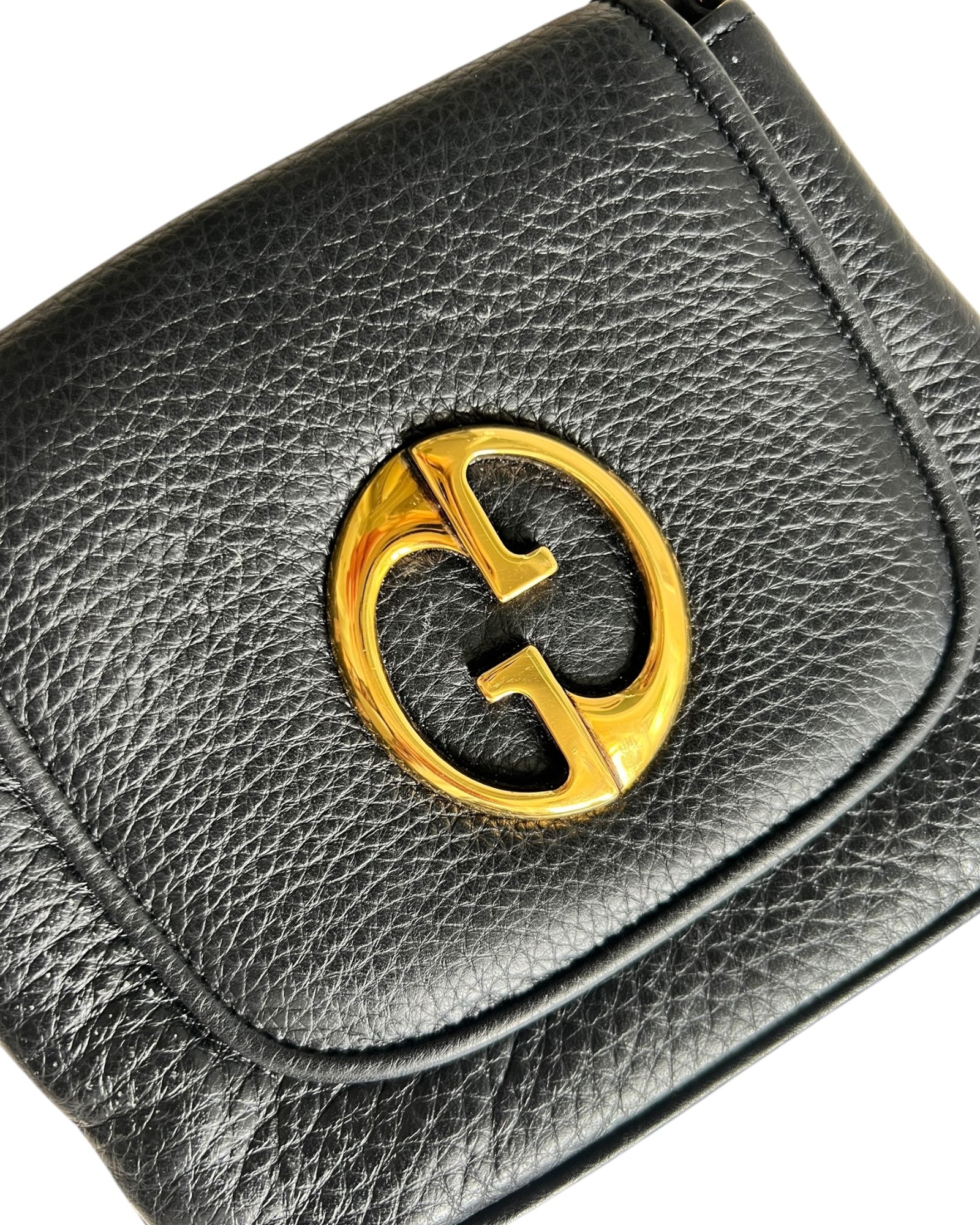 Gucci 1973 Leather Crossbody Bag – Black with Gold Hardware - The Luxury Savvy