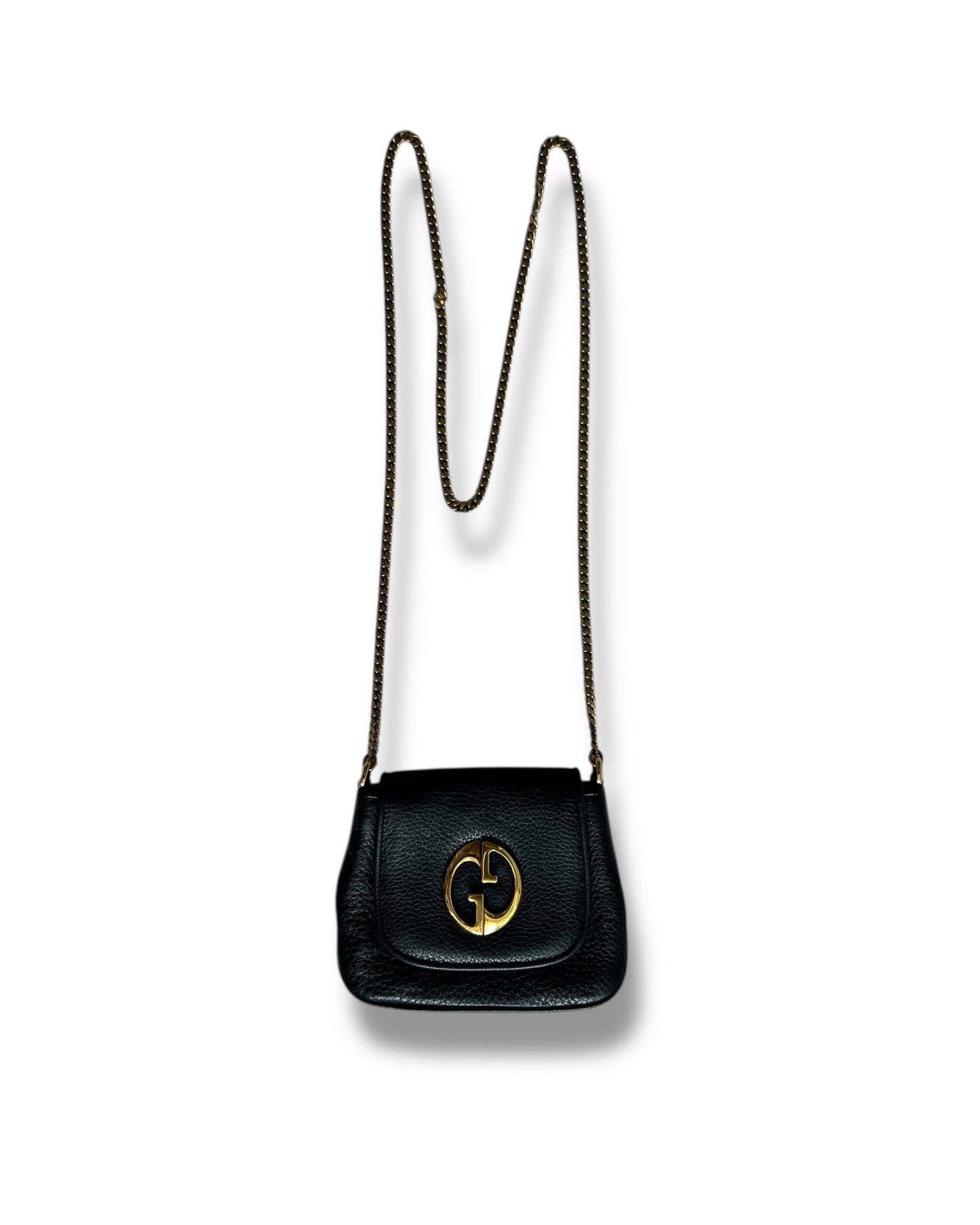Gucci 1973 Leather Crossbody Bag – Black with Gold Hardware