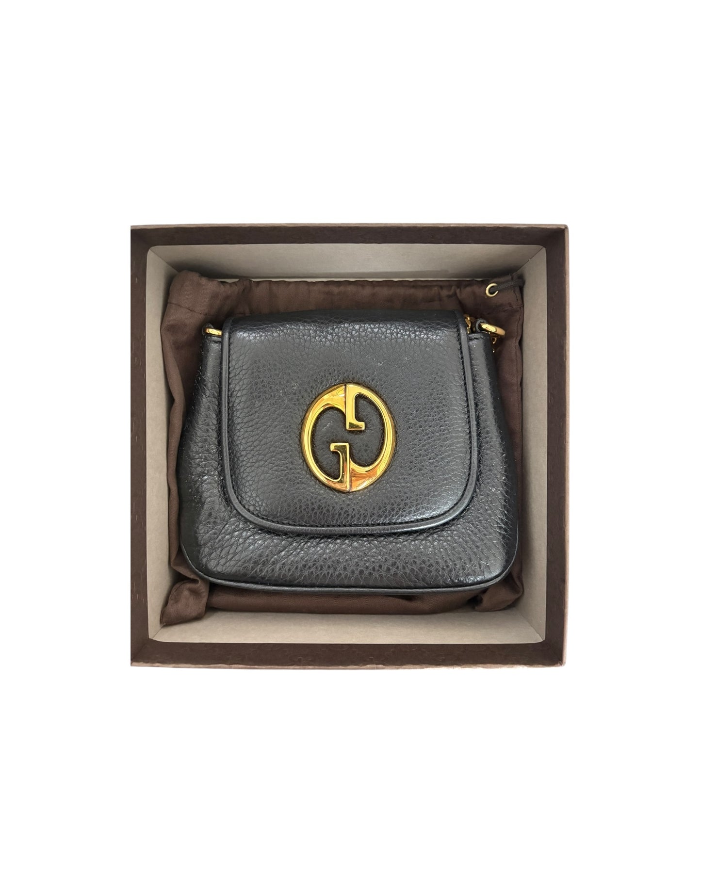 Gucci 1973 Leather Crossbody Bag – Black with Gold Hardware