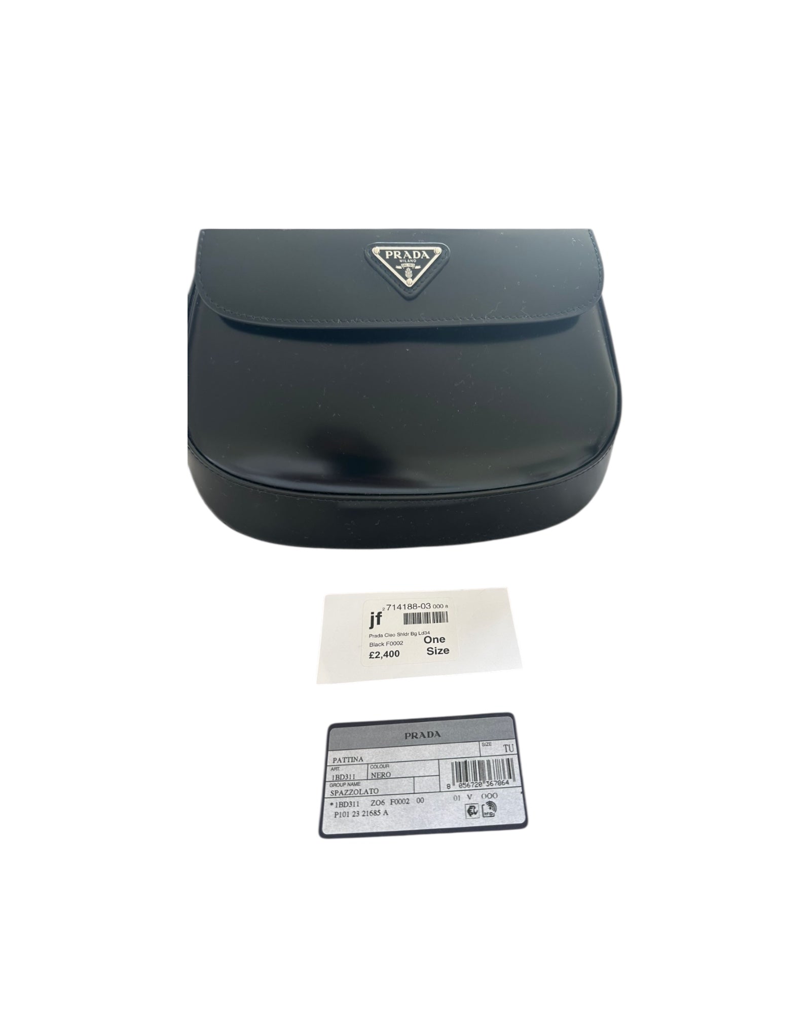 Prada Cleo Brushed Leather Shoulder Bag - Small - Black - Never Worn - The Luxury Savvy