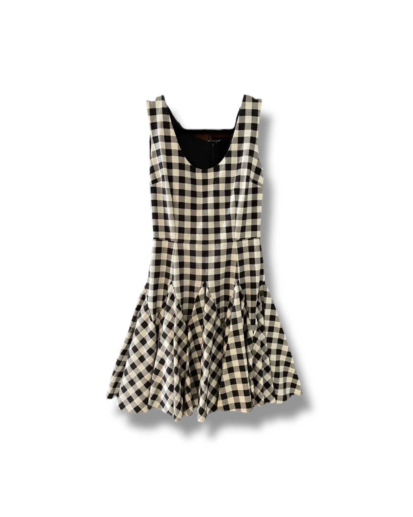 Dolce & Gabbana Skater Dress – Black & White Check Print - The Luxury Savvy