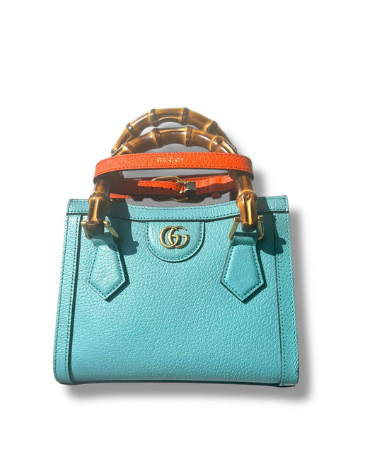 Gucci Diana Mini Tote Bag – Blue Leather - The Luxury Savvy