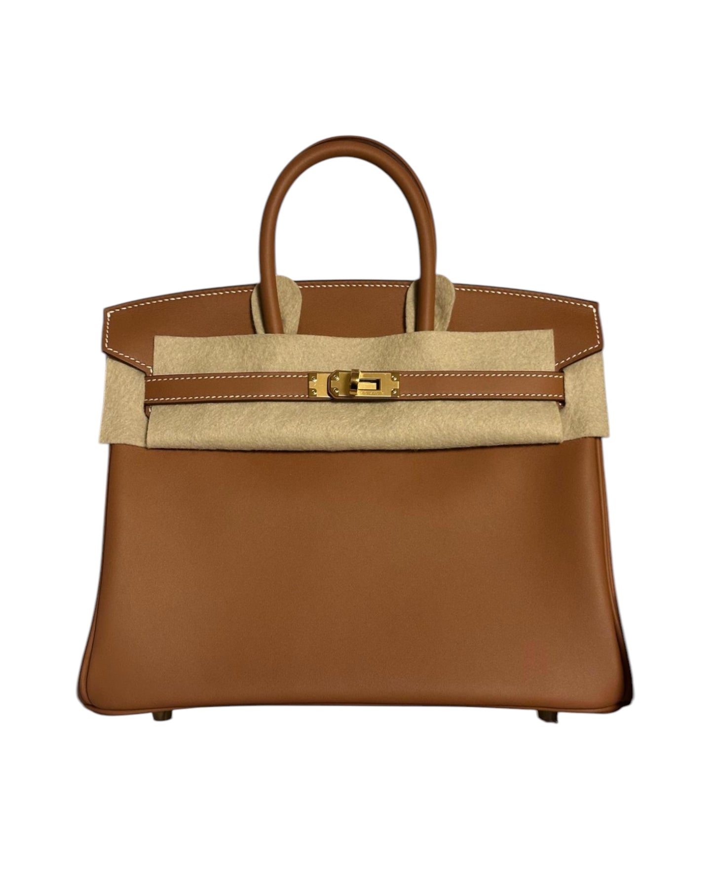 Pre-owned Birkin 25cm Gold Swift Leather GHW Store Fresh - Full Set - The Luxury Savvy