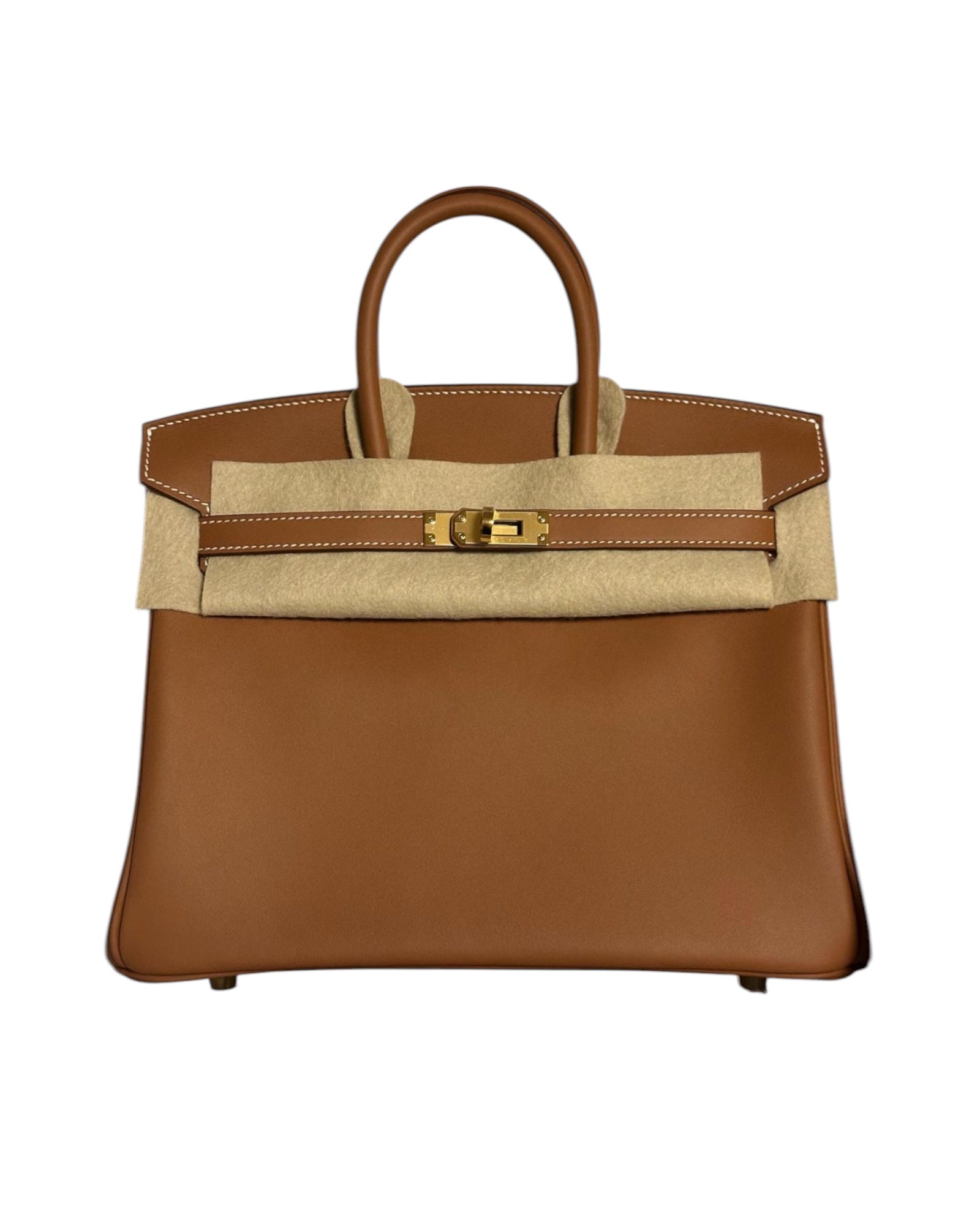 Pre-owned Birkin 25cm Gold Swift Leather GHW Store Fresh - Full Set - The Luxury Savvy