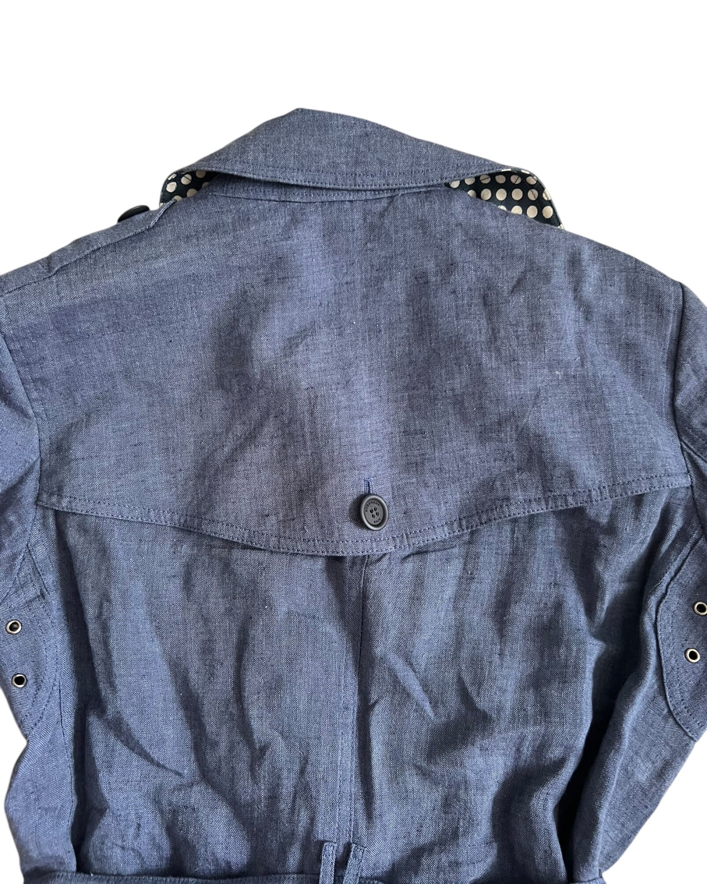 Burberry Brit Blue Linen Trench Coat – UK 12 – Excellent Condition