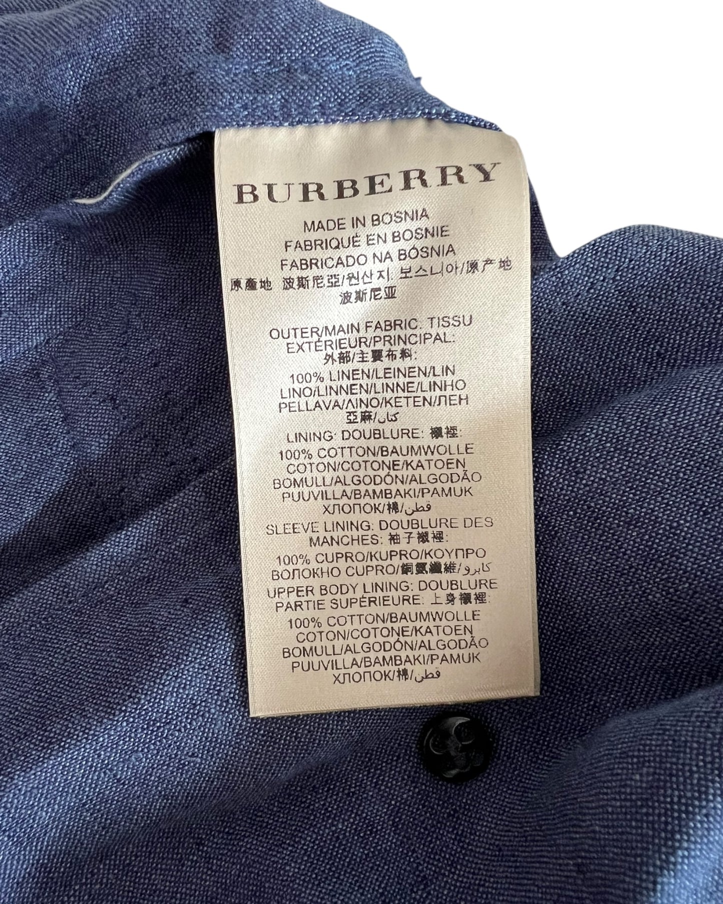 Burberry Brit Blue Linen Trench Coat – UK 12 – Excellent Condition