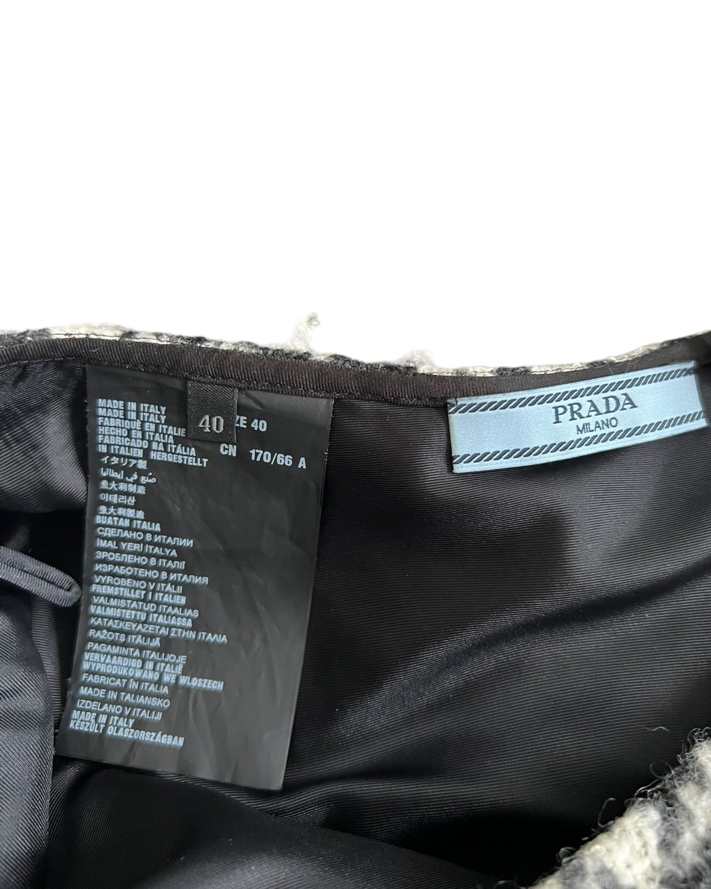 Prada Black & White Houndstooth Wool Midi Skirt – Size 40 - The Luxury Savvy