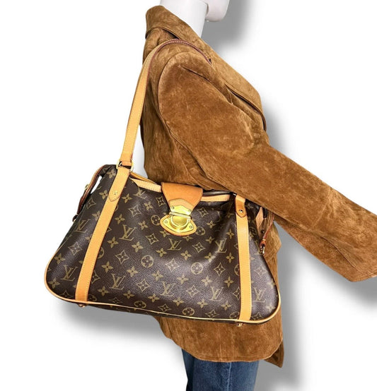 Second hand Louis Vuitton Stresa PM Monogram Canvas shoulder bag with natural leather trim