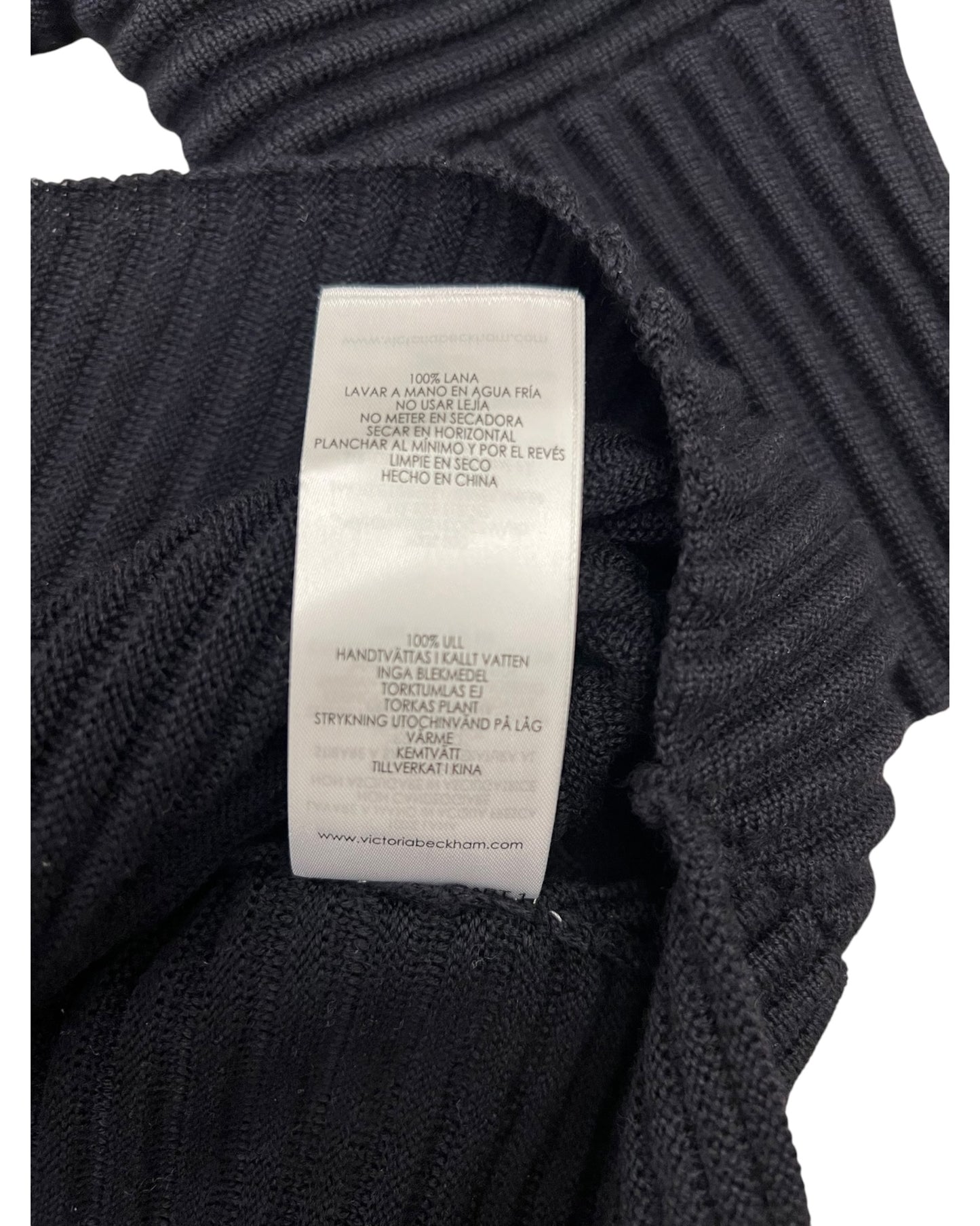 Victoria Beckham Black Ribbed Wrap Knit Jumper – Size L