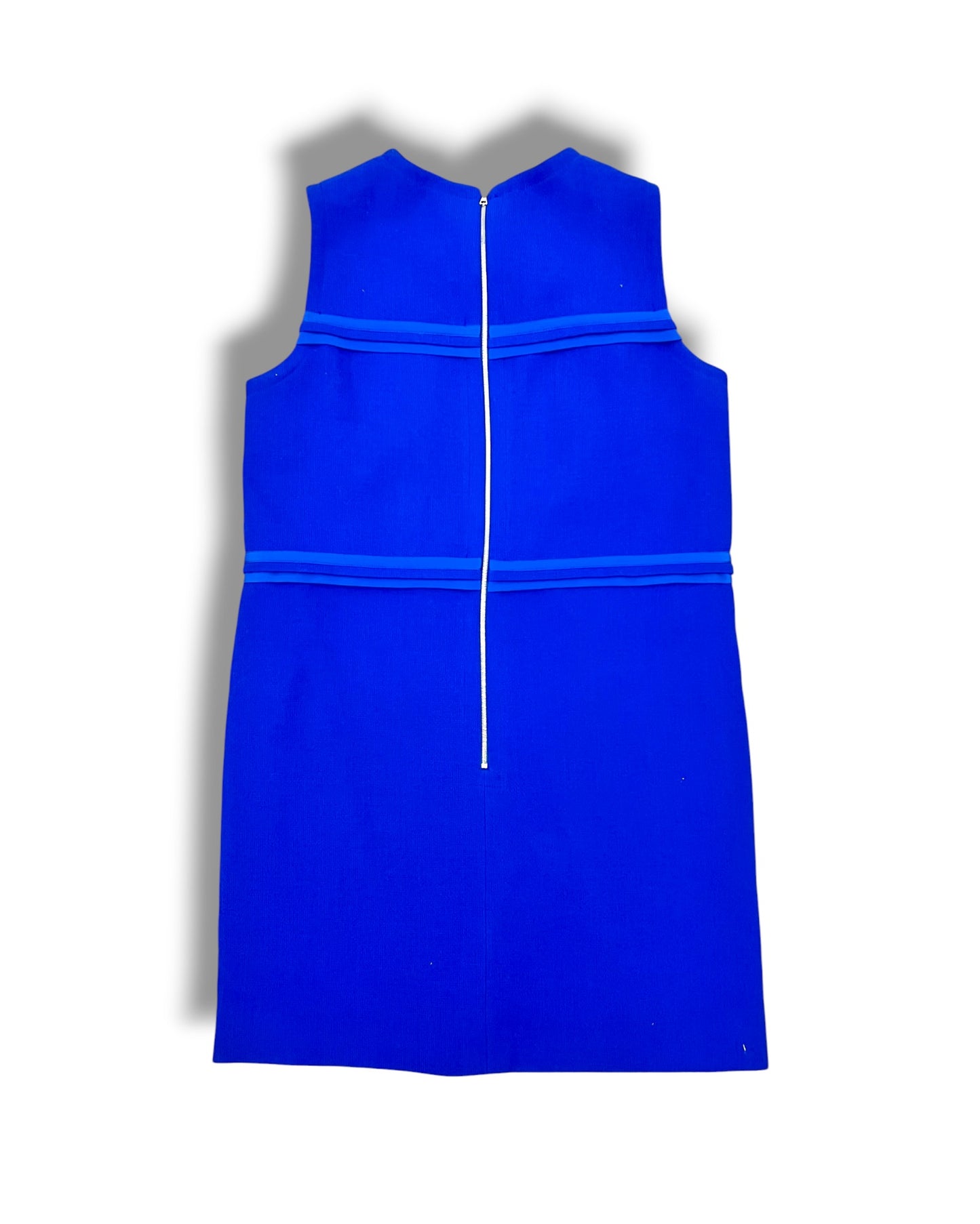 Victoria Beckham Sleeveless Wool & Silk Shift Dress – Cobalt Blue – UK 10