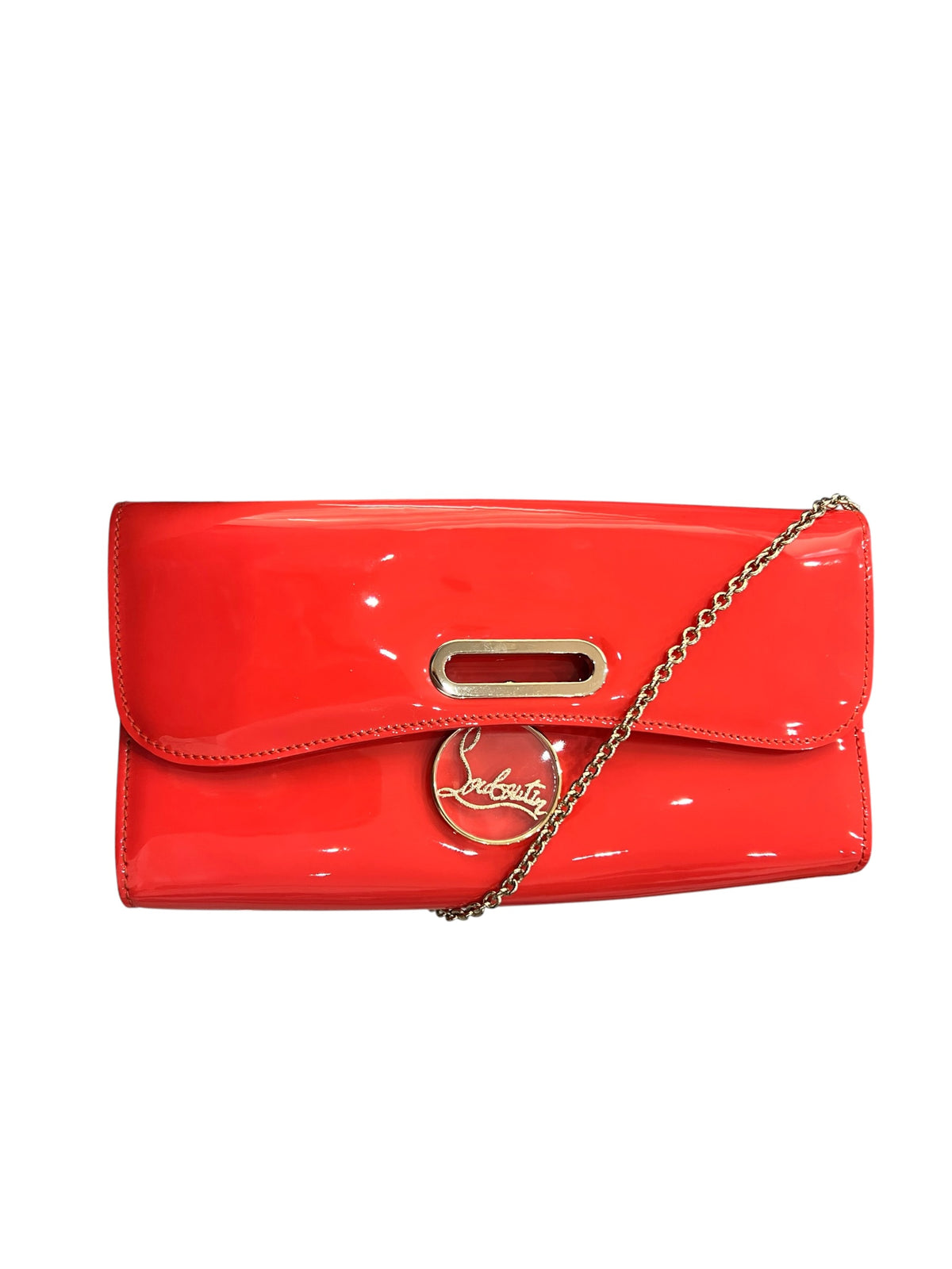 Christian Louboutin Riviera Clutch – Red Patent Calf - Gold Tone Hardware
