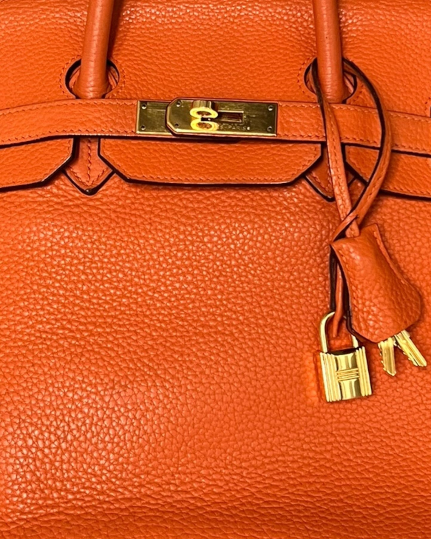 Hermès Birkin 35 Orange Clemence Leather | Very Good Pre-Owned Condition - The Luxury Savvy