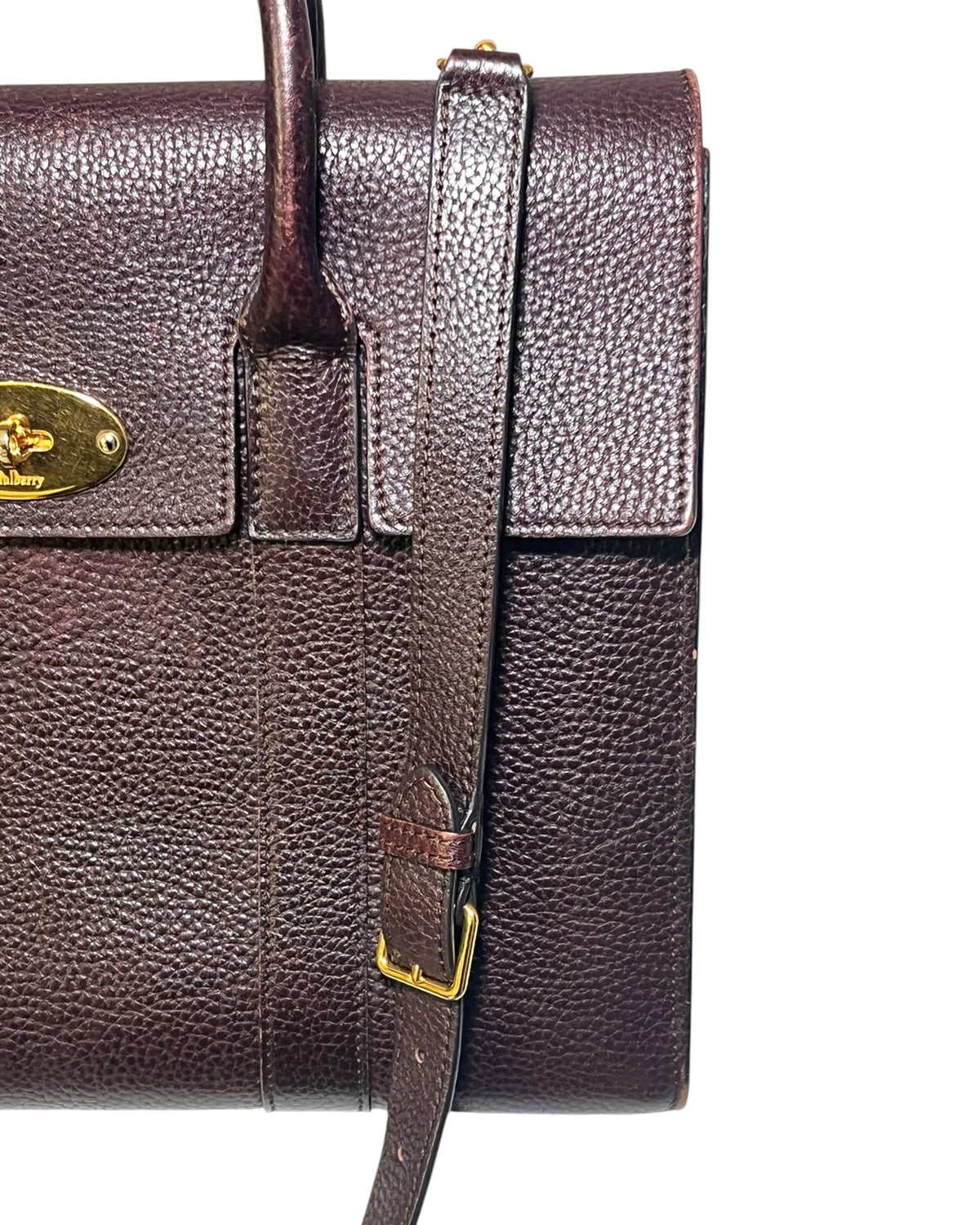 Mulberry Bayswater with Strap in Oxblood Grained Leather – Gold Hardware