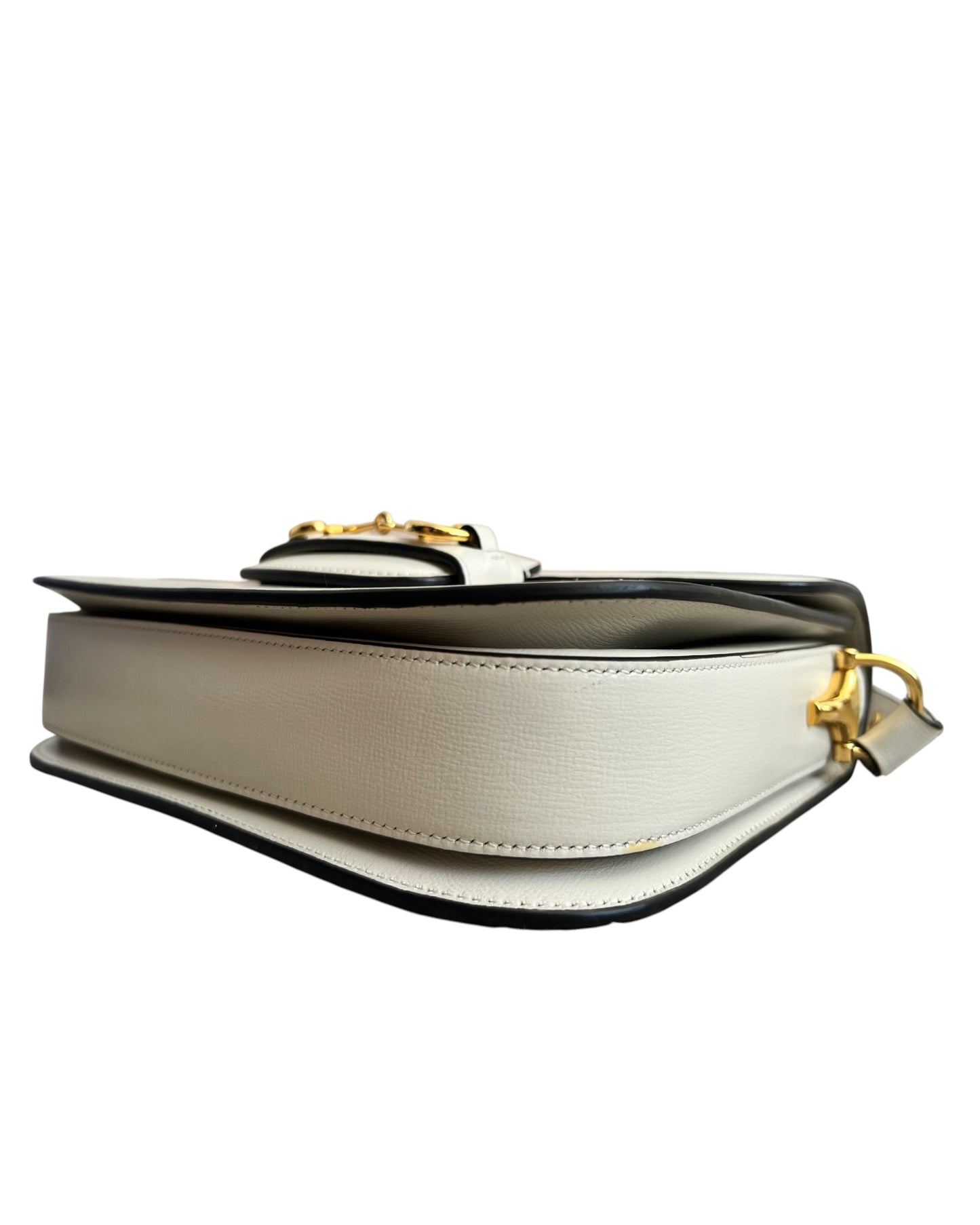 Gucci 1955 Horsebit Shoulder Bag in White Leather